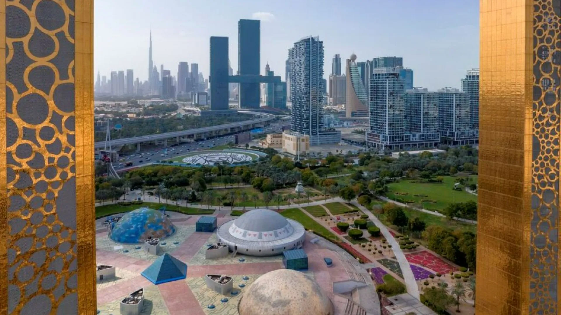 View between Dubai Frame pillars