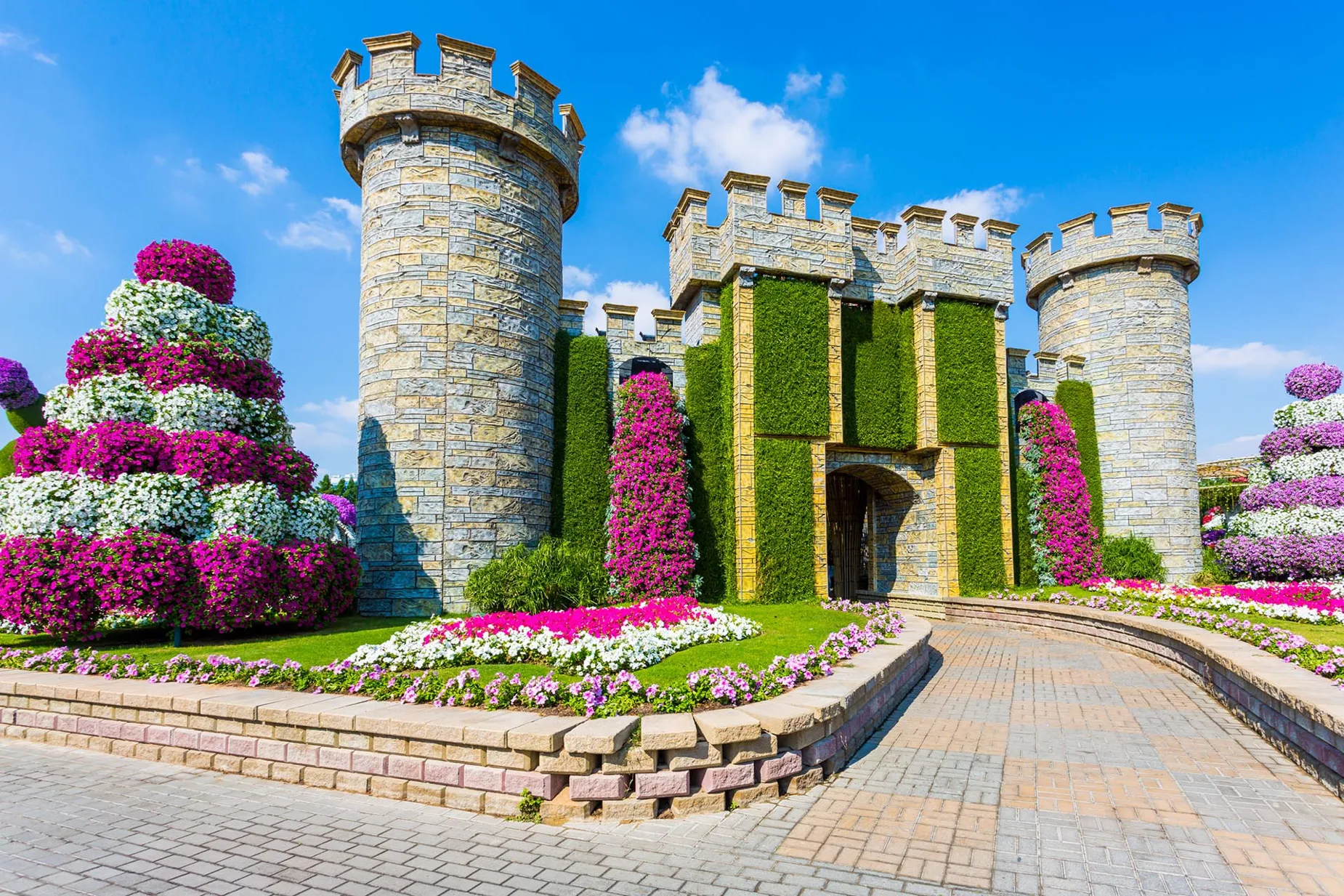 Castle made of flowers display