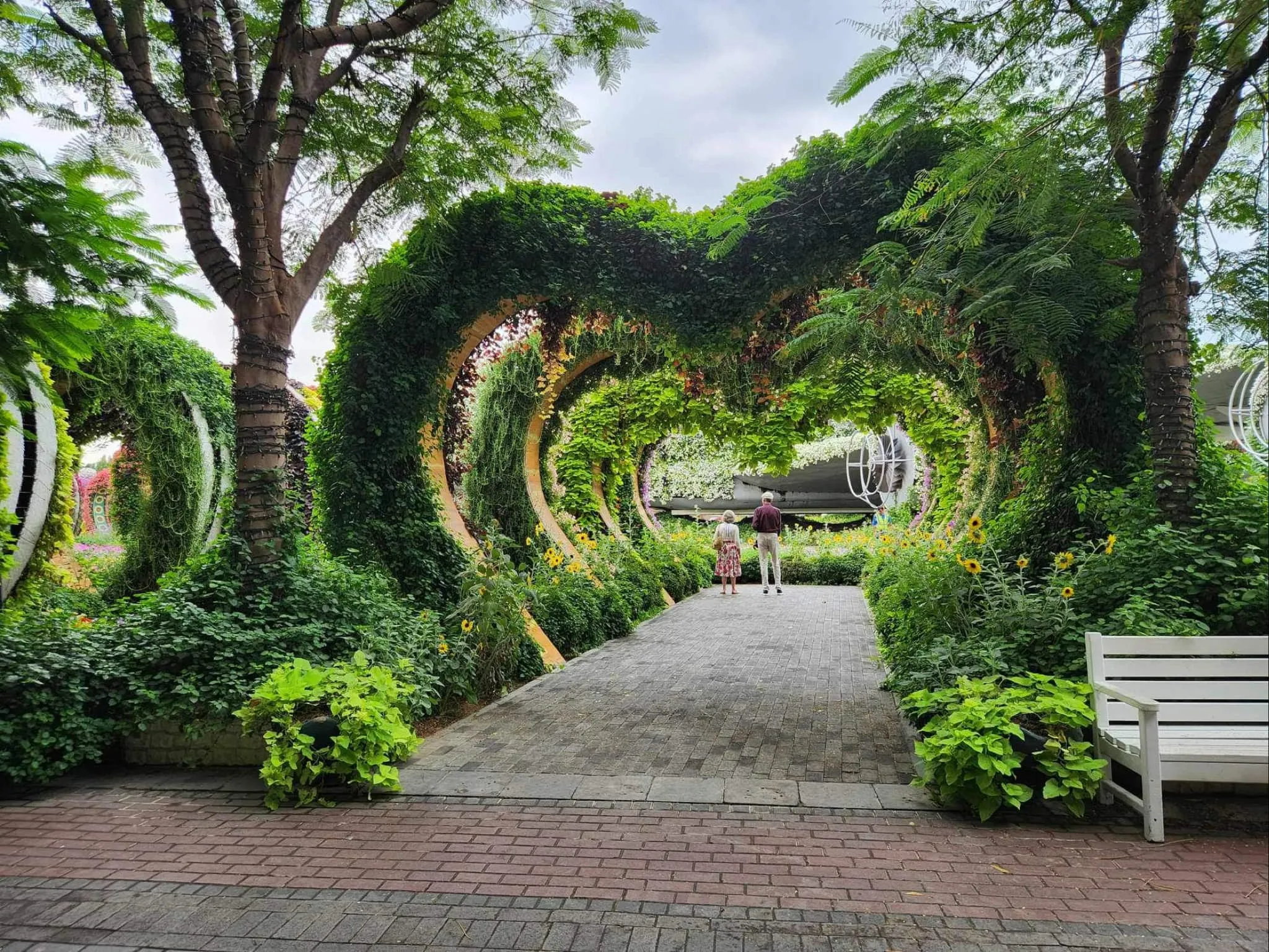 Heart-shaped floral tunnel at Dubai Miracle Garden