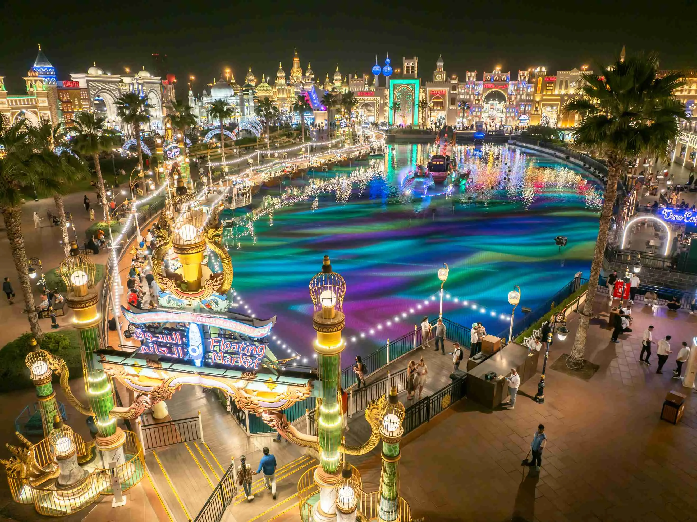 Dubai Global Village aerial at night