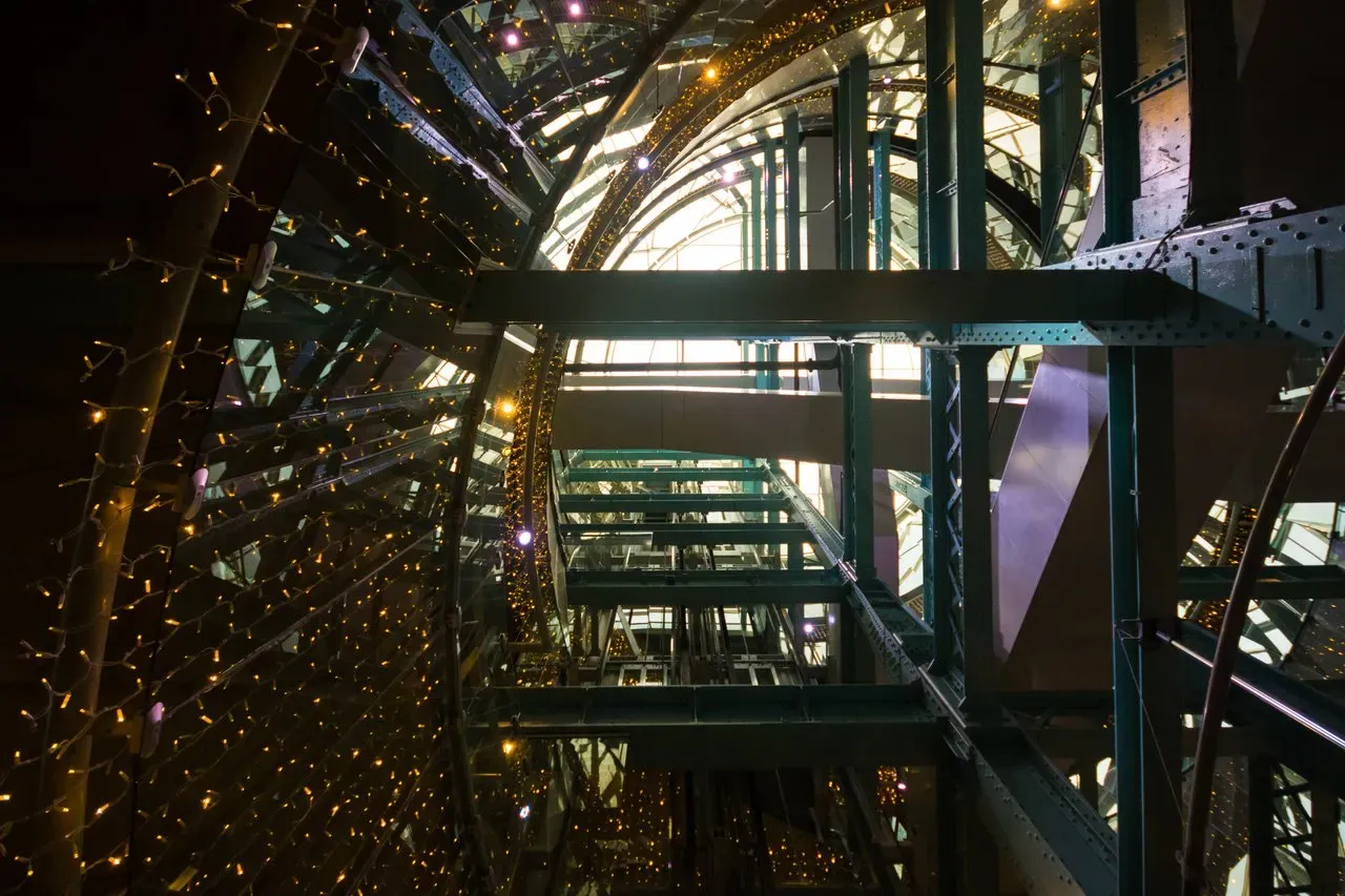 Central atrium and lightwell structure inside Guinness Storehouse