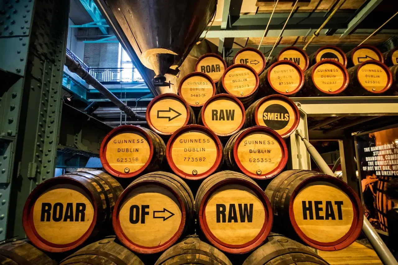 Aged Guinness Barrels in Storage