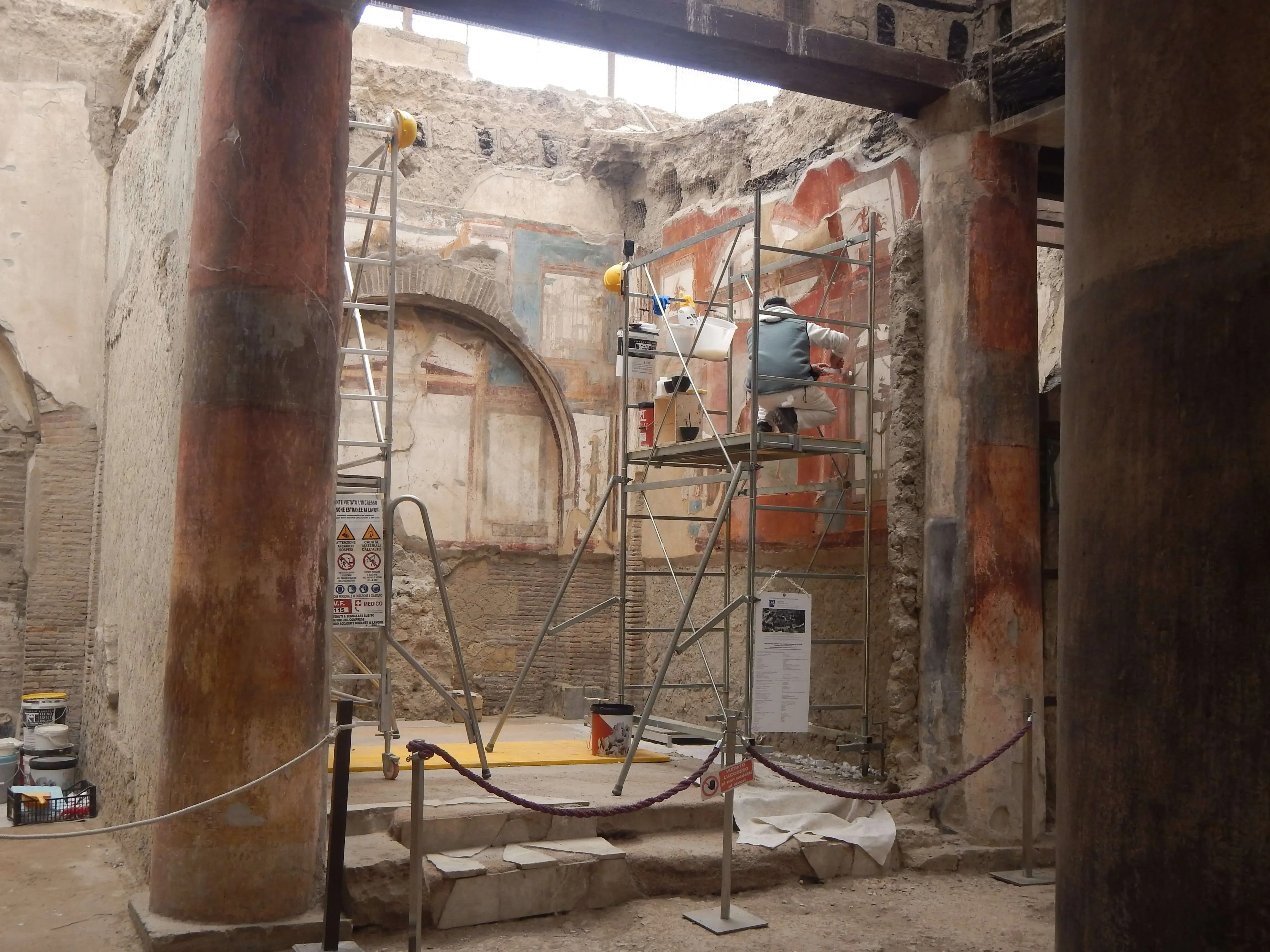 Ongoing restoration works at Herculaneum