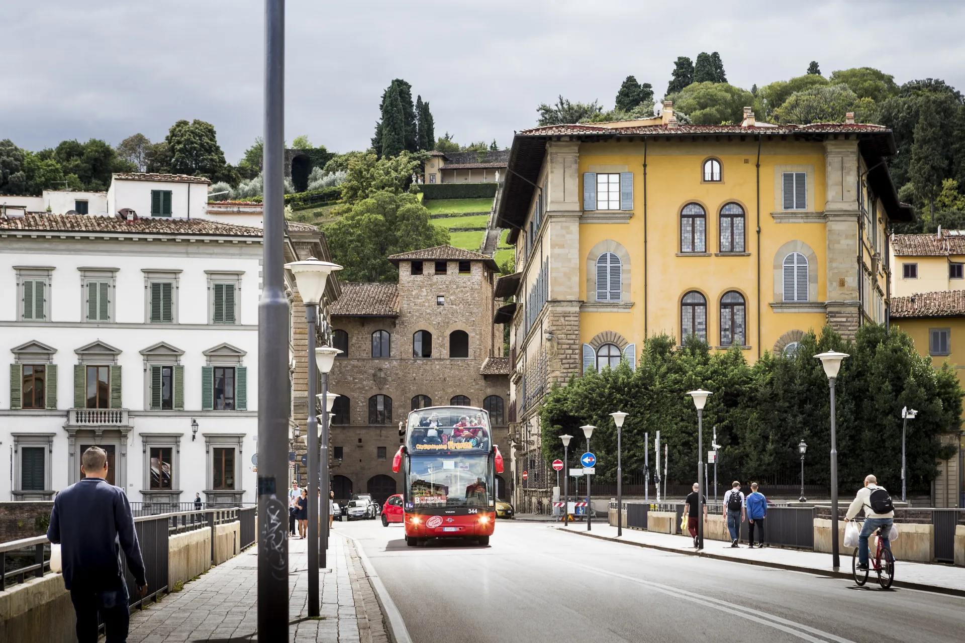 Florence City Tour Bus Crossing Bridge