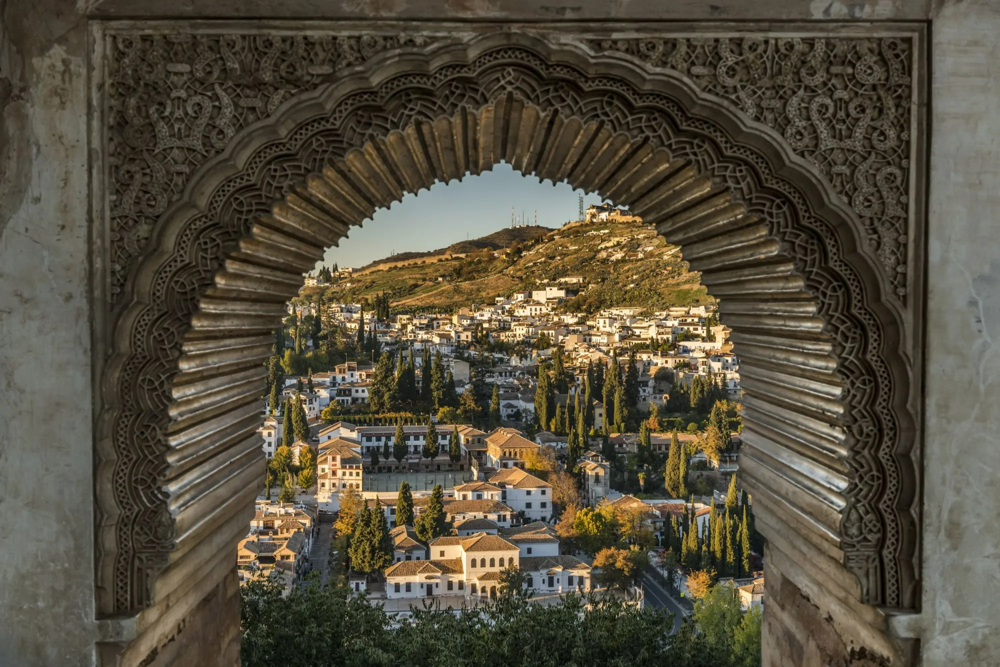 Construction arches and carved stucco at the Alhambra