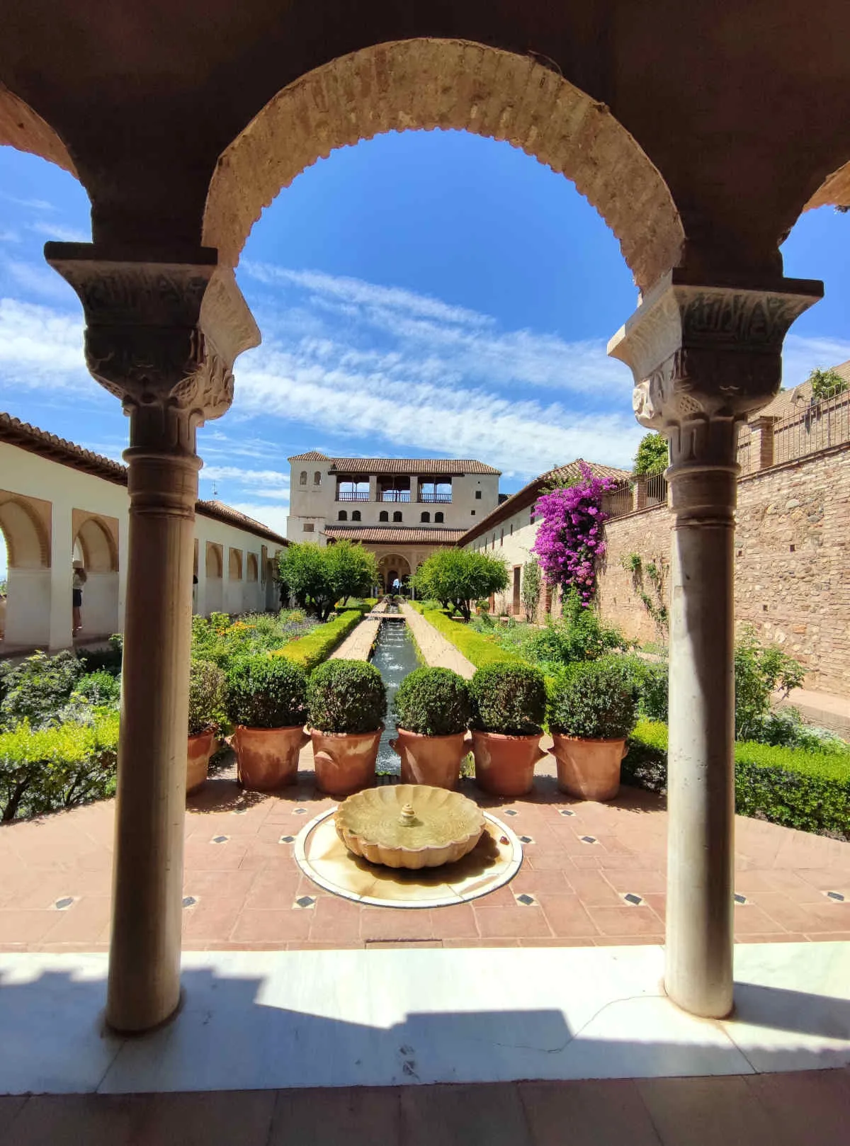 Lush garden paths surrounding the Alhambra