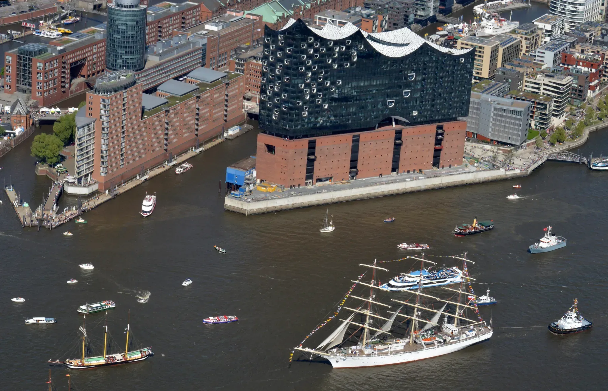Aerial view of Elbphilharmonie in Hamburg