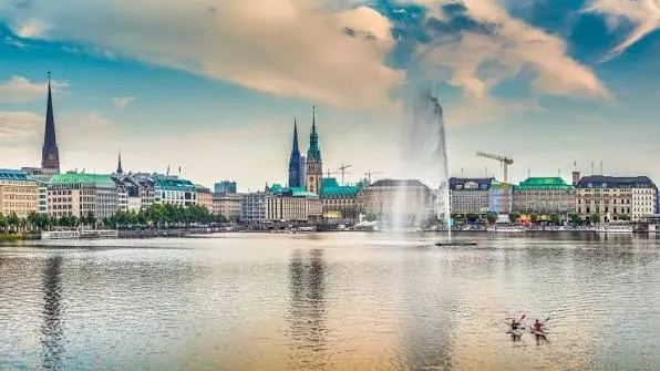 Panoramic view of Hamburg Harbour