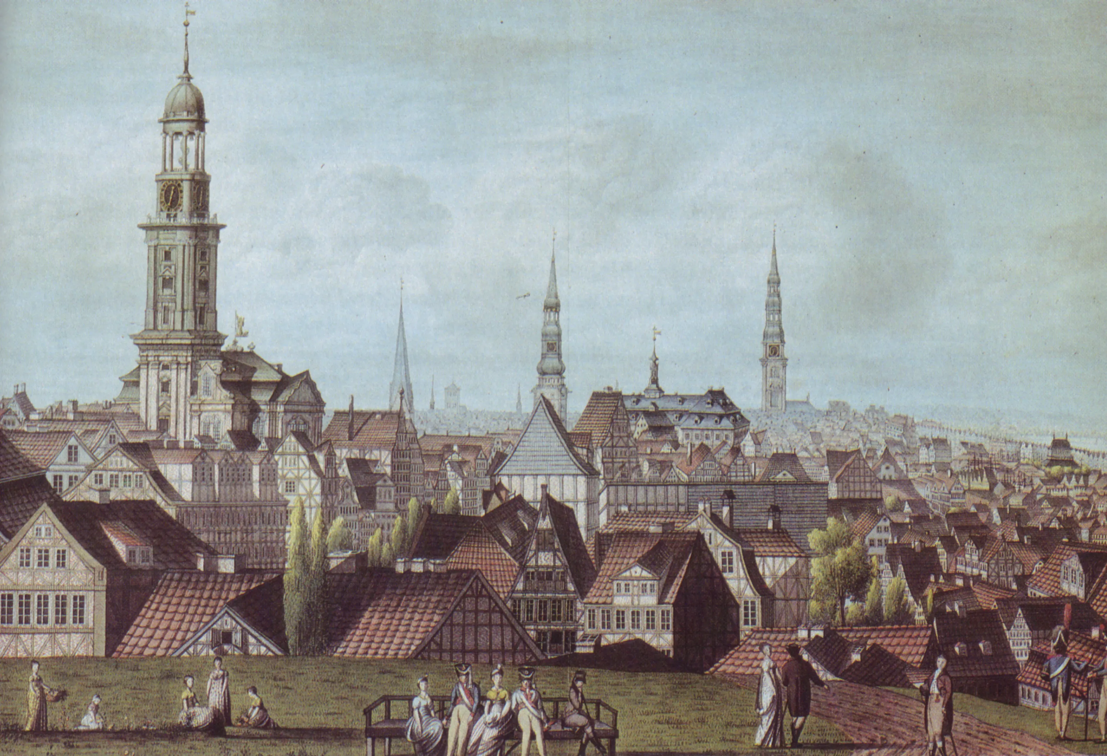 Historic view of Hamburg from the western wall in 1811