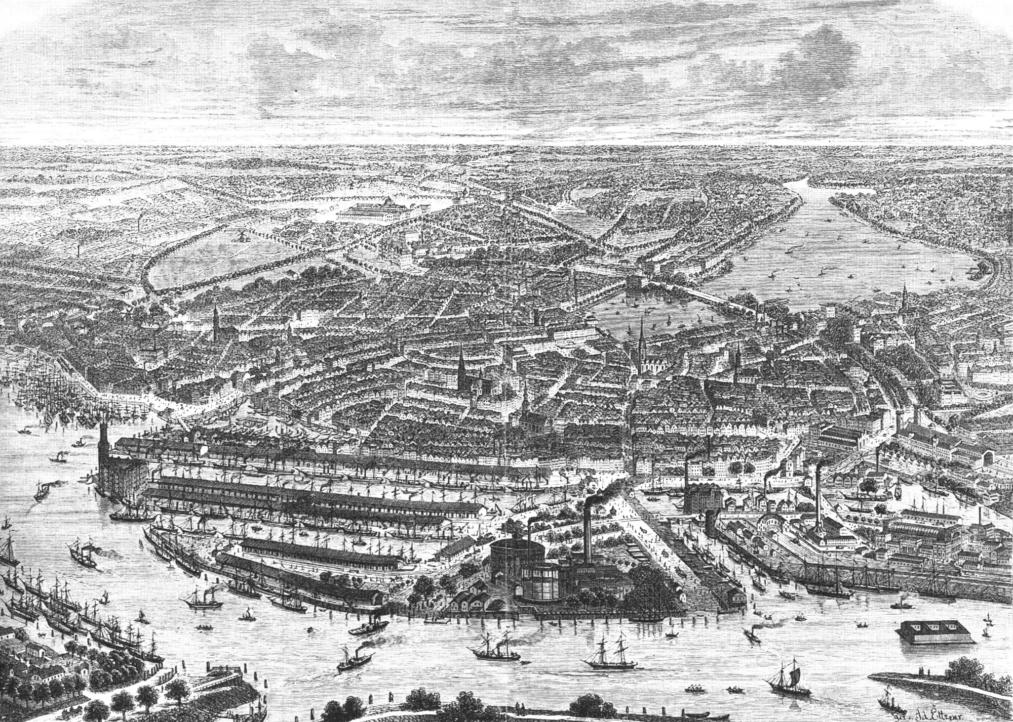 Hamburg Aerial View 1882