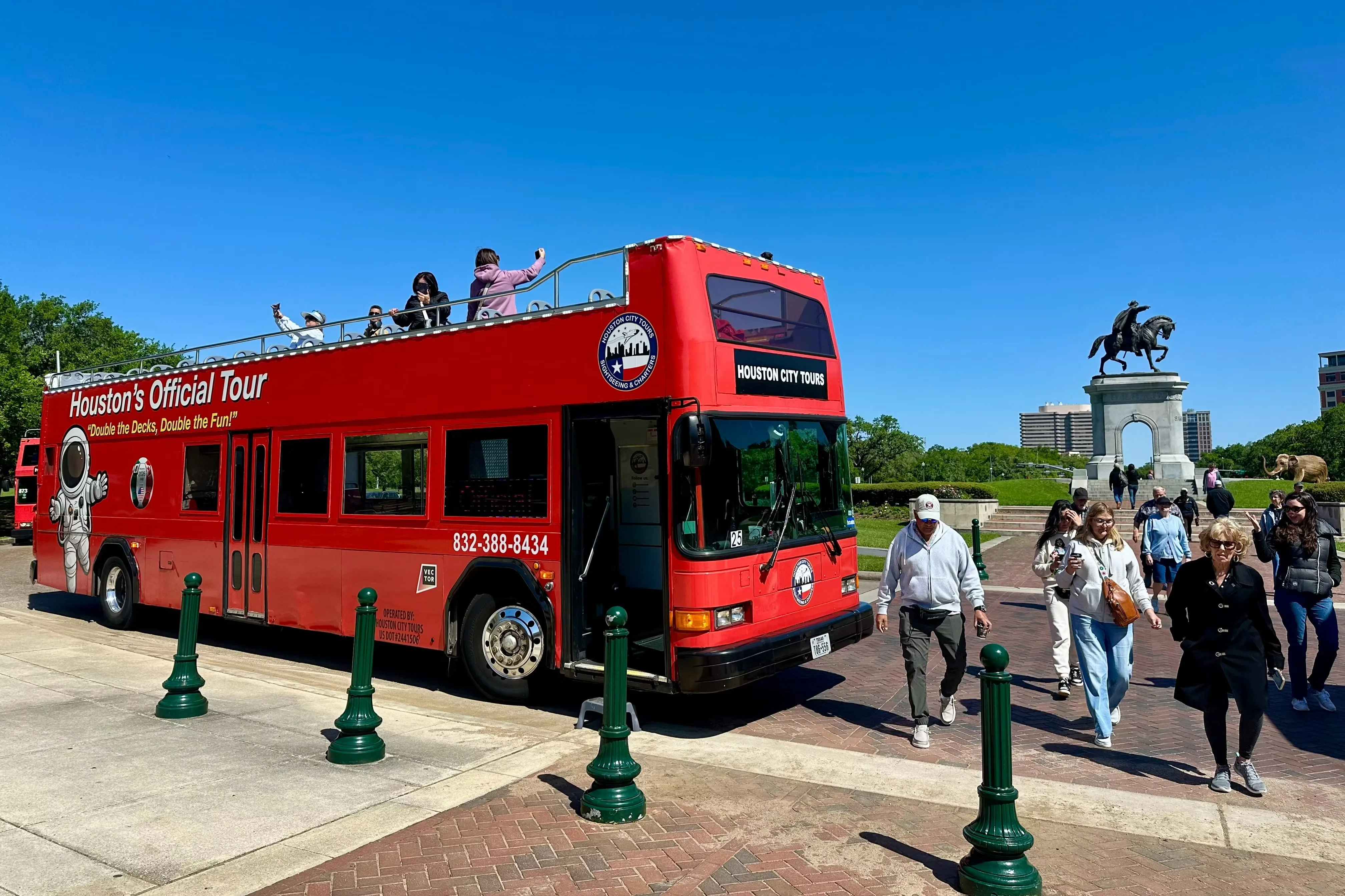 Open-top double-decker bus in Houston