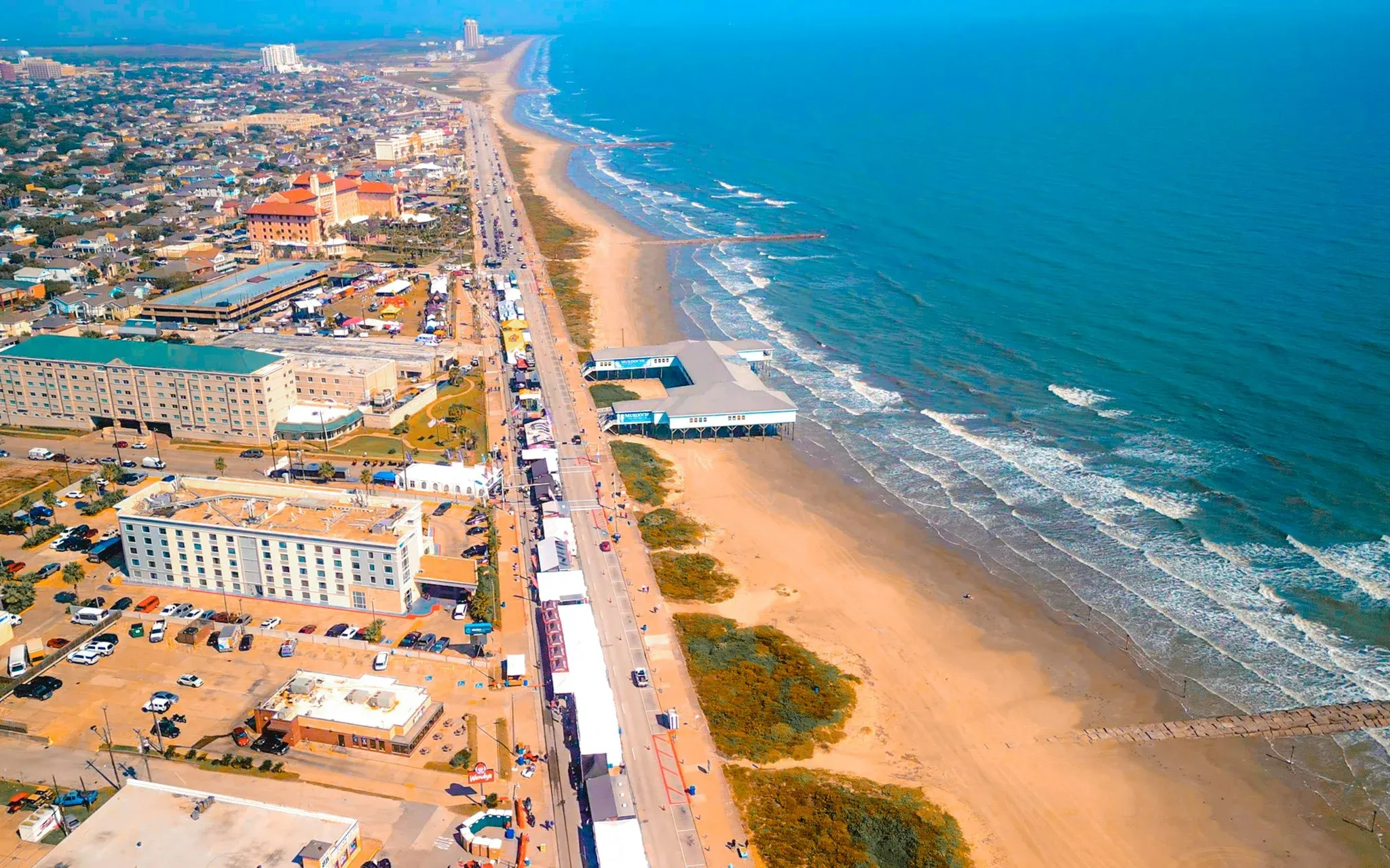 Aerial view of Galveston near Houston
