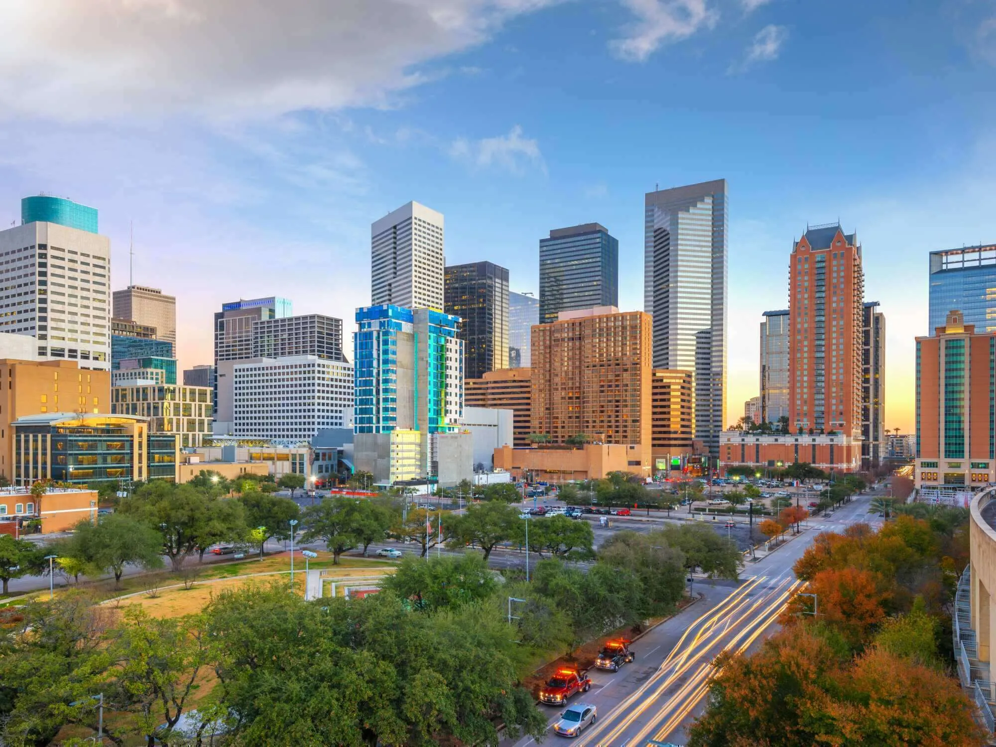 Downtown Houston skyline from the tour route