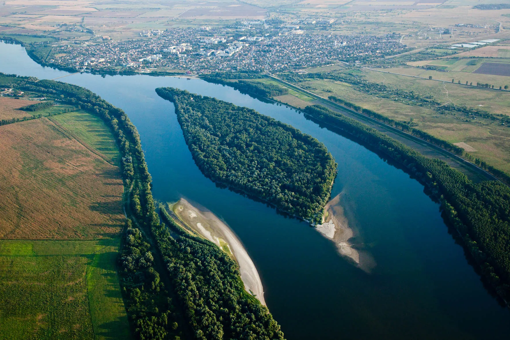 Green Danube island landscape in Budapest