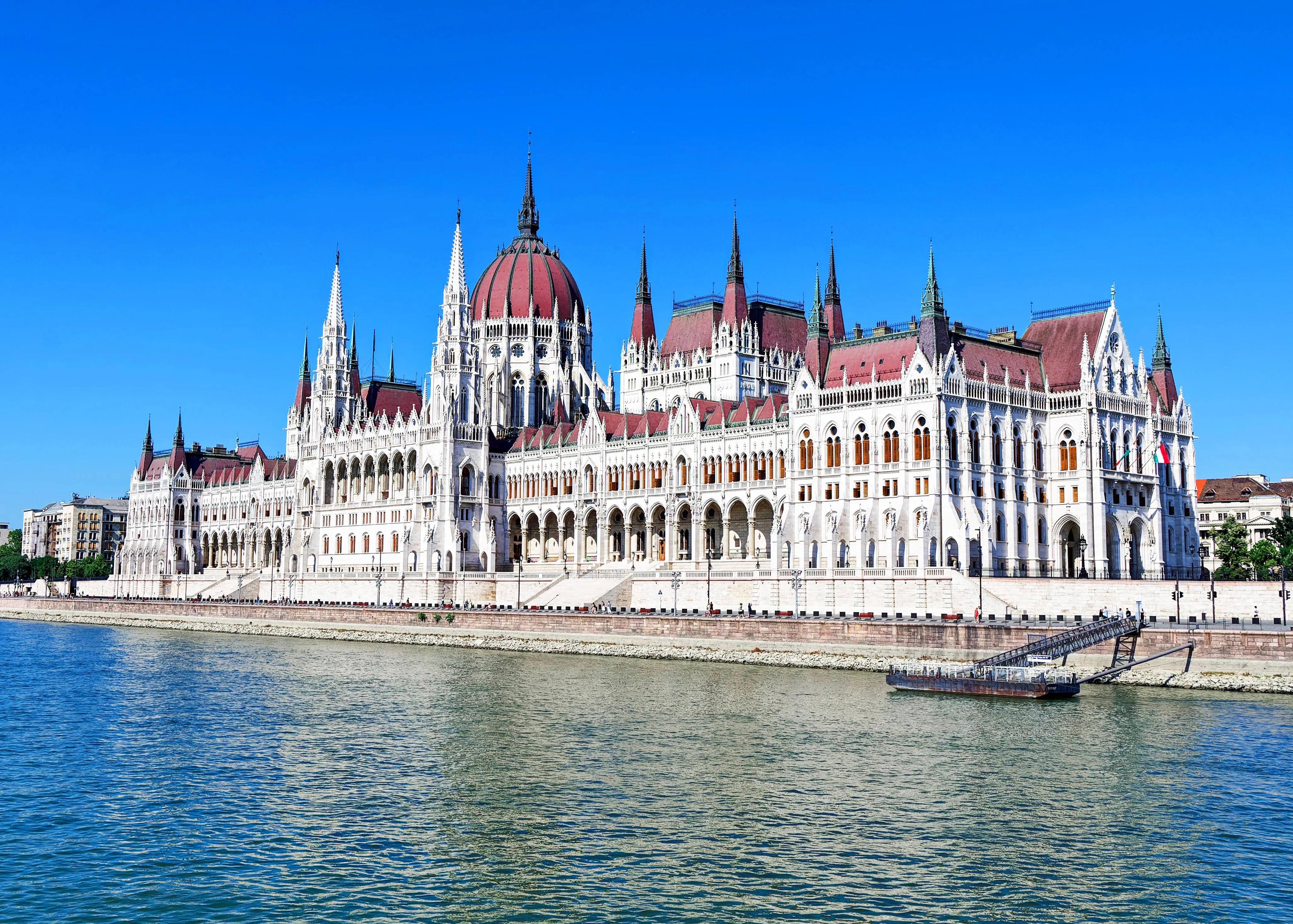 Parliament and Danube riverfront in daylight