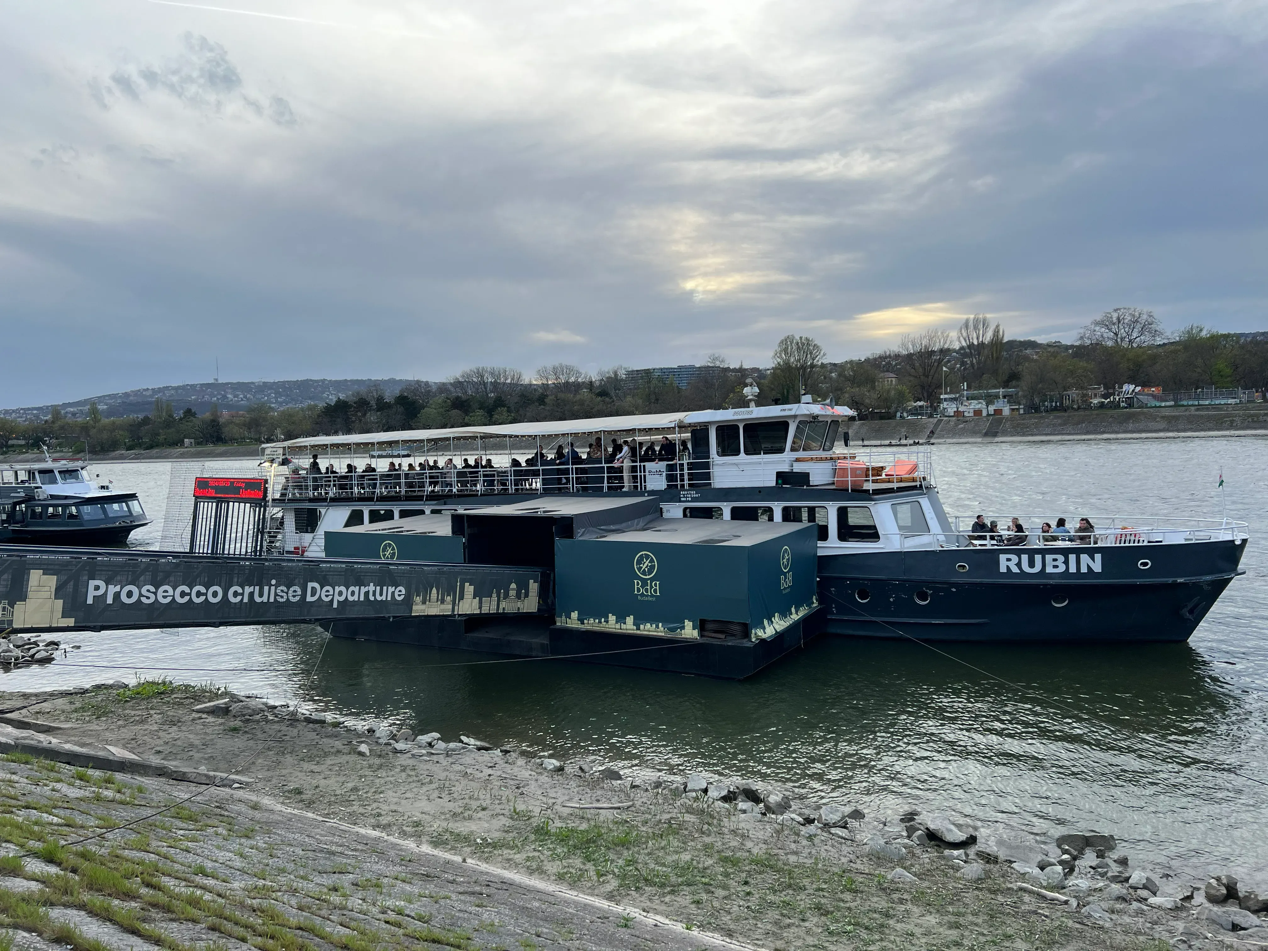 Passengers boarding a Danube cruise at the dock