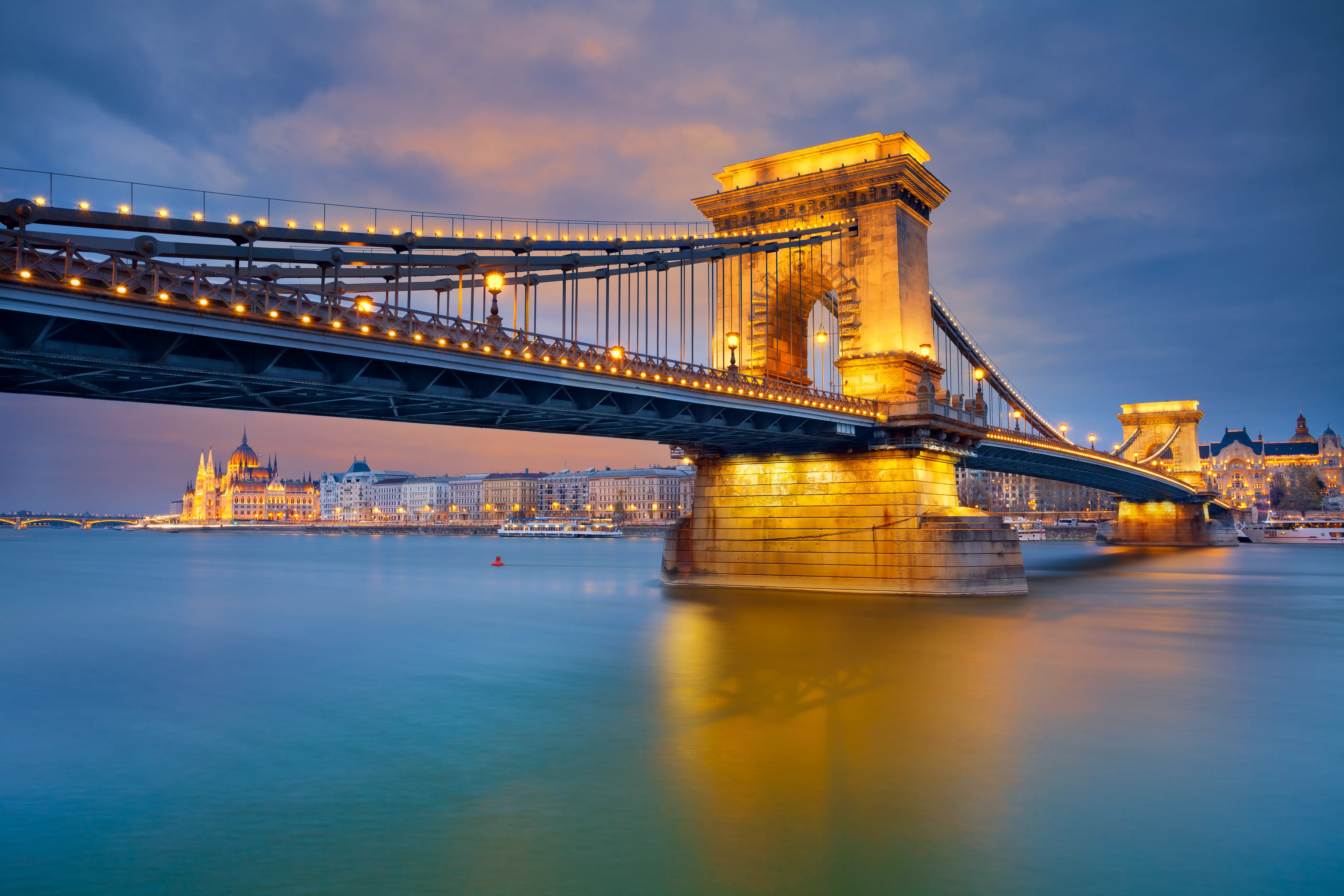 Szechenyi Chain Bridge crossing the Danube