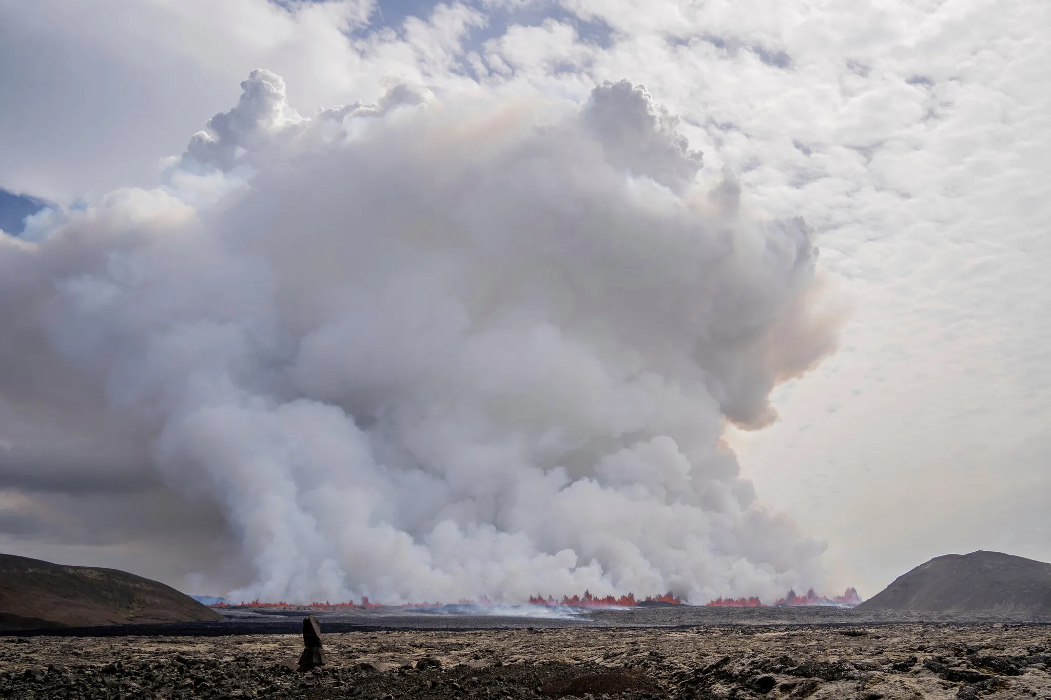 Lava with rising smoke
