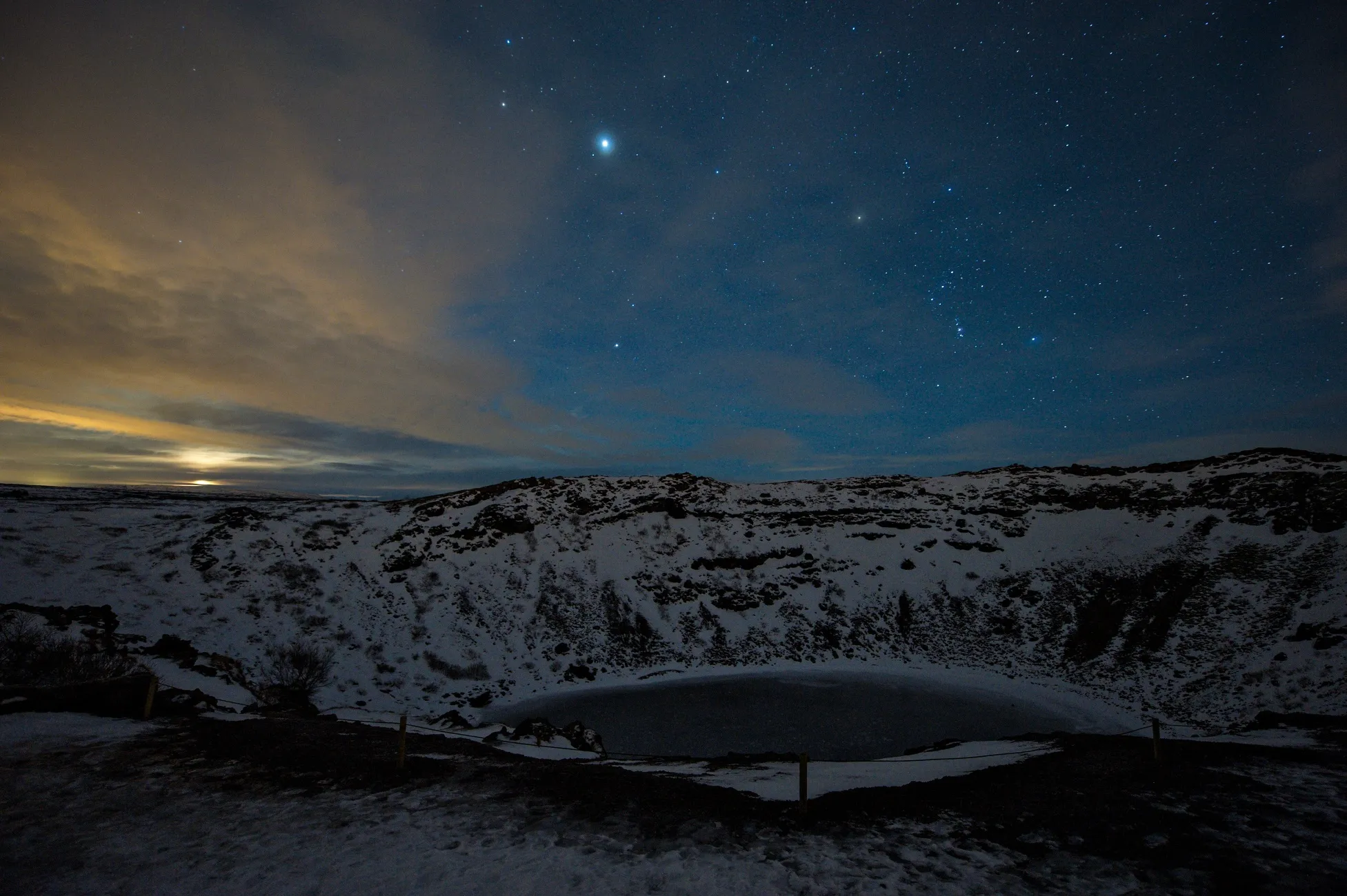 Kerid Crater at sunset