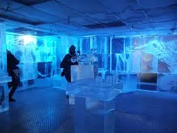 Cozy seating in ice-themed interiors