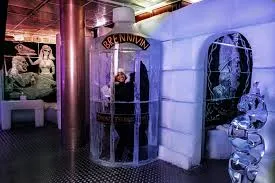 Ice-themed phone cabin inside the bar
