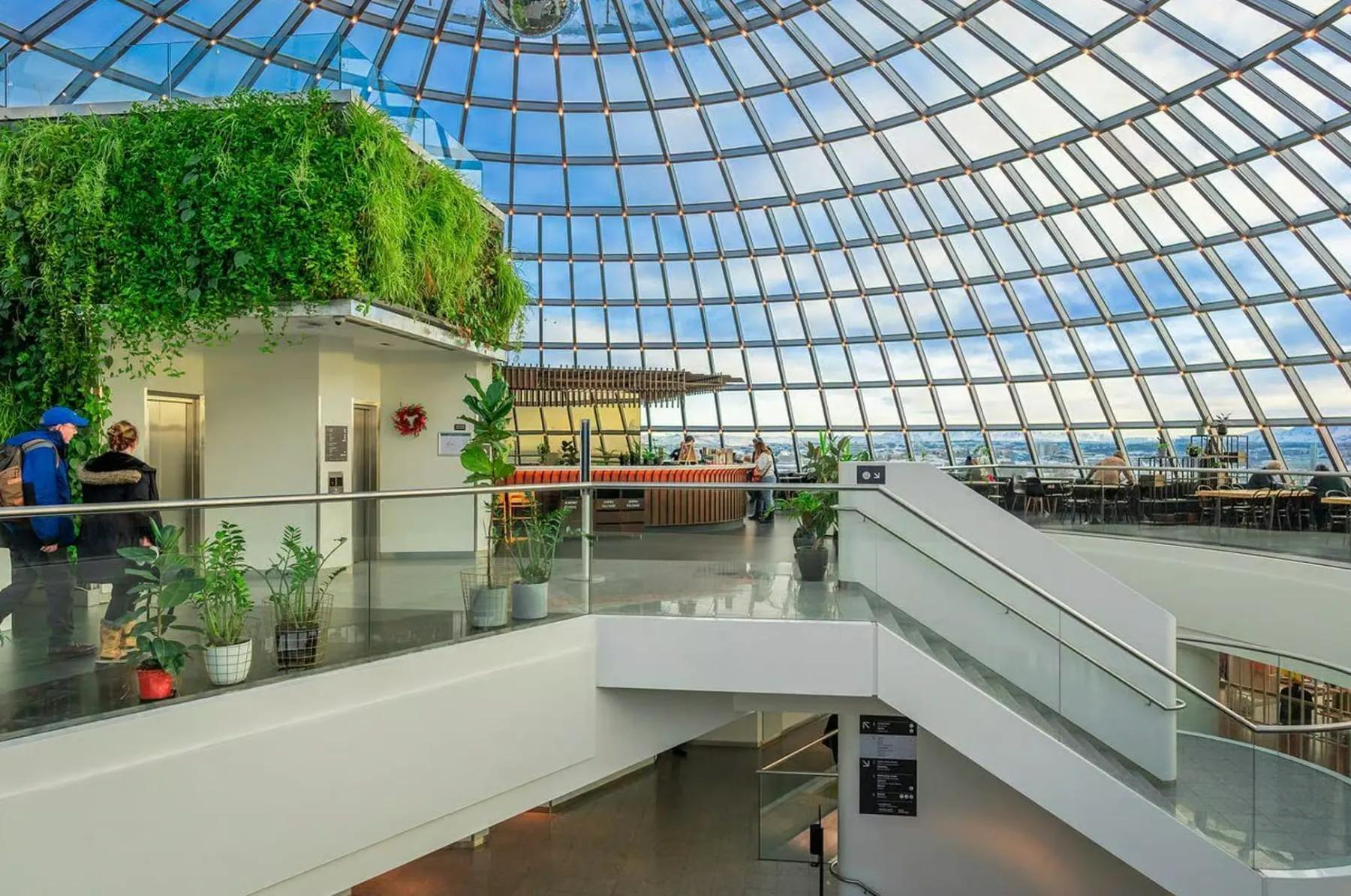 Inside Perlan’s glass dome