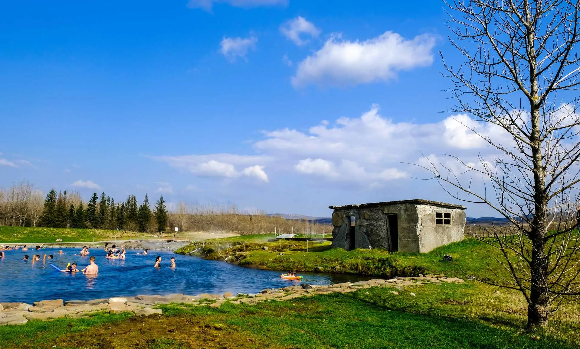 Guests enjoying the geothermal pool