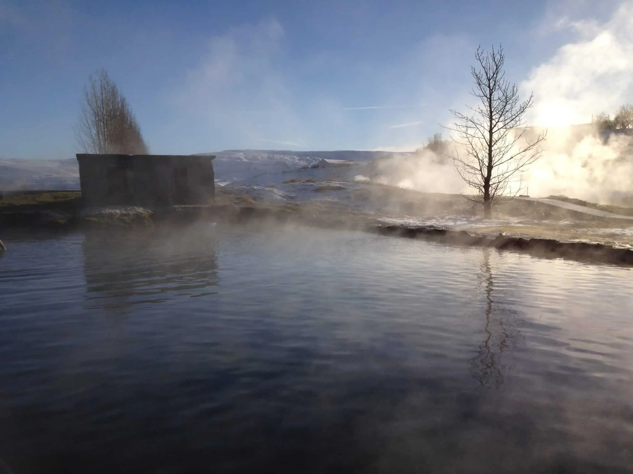 Steaming geothermal ground