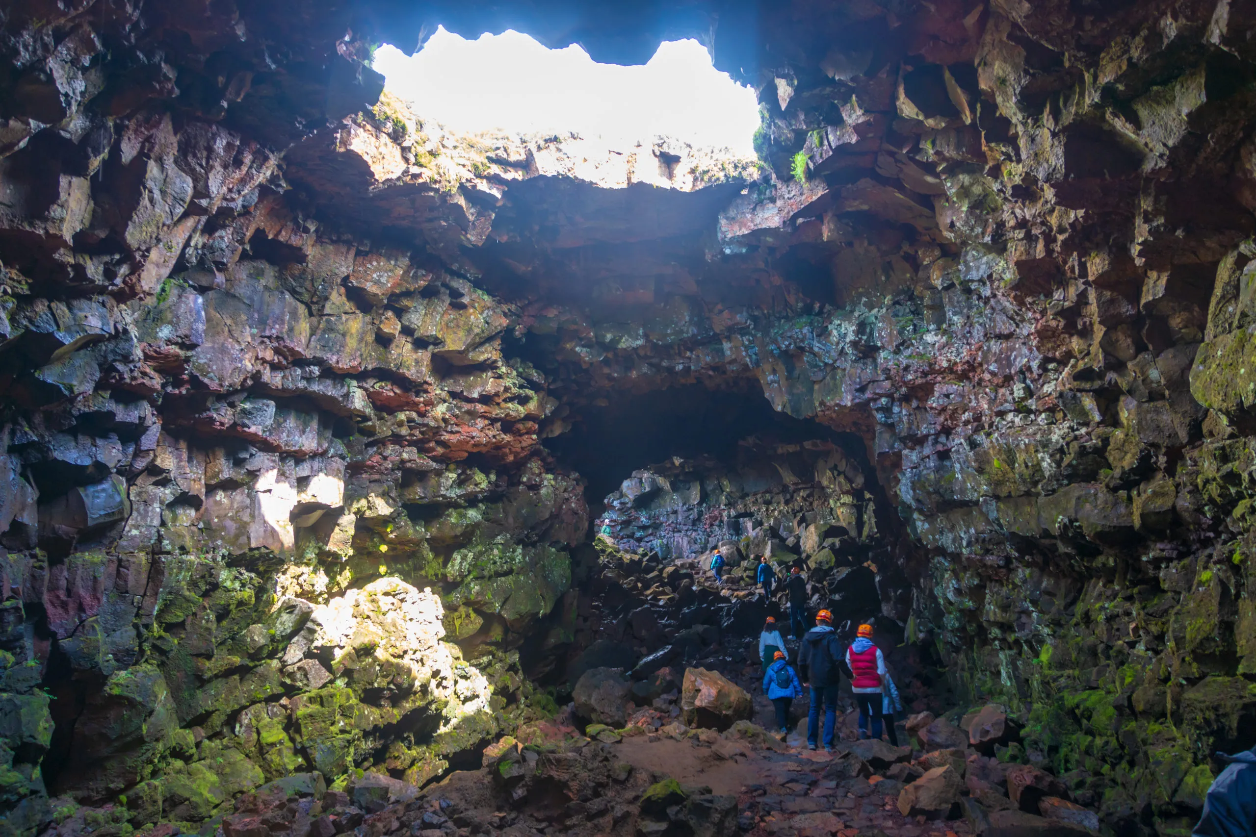 Top hole opening in lava tunnel