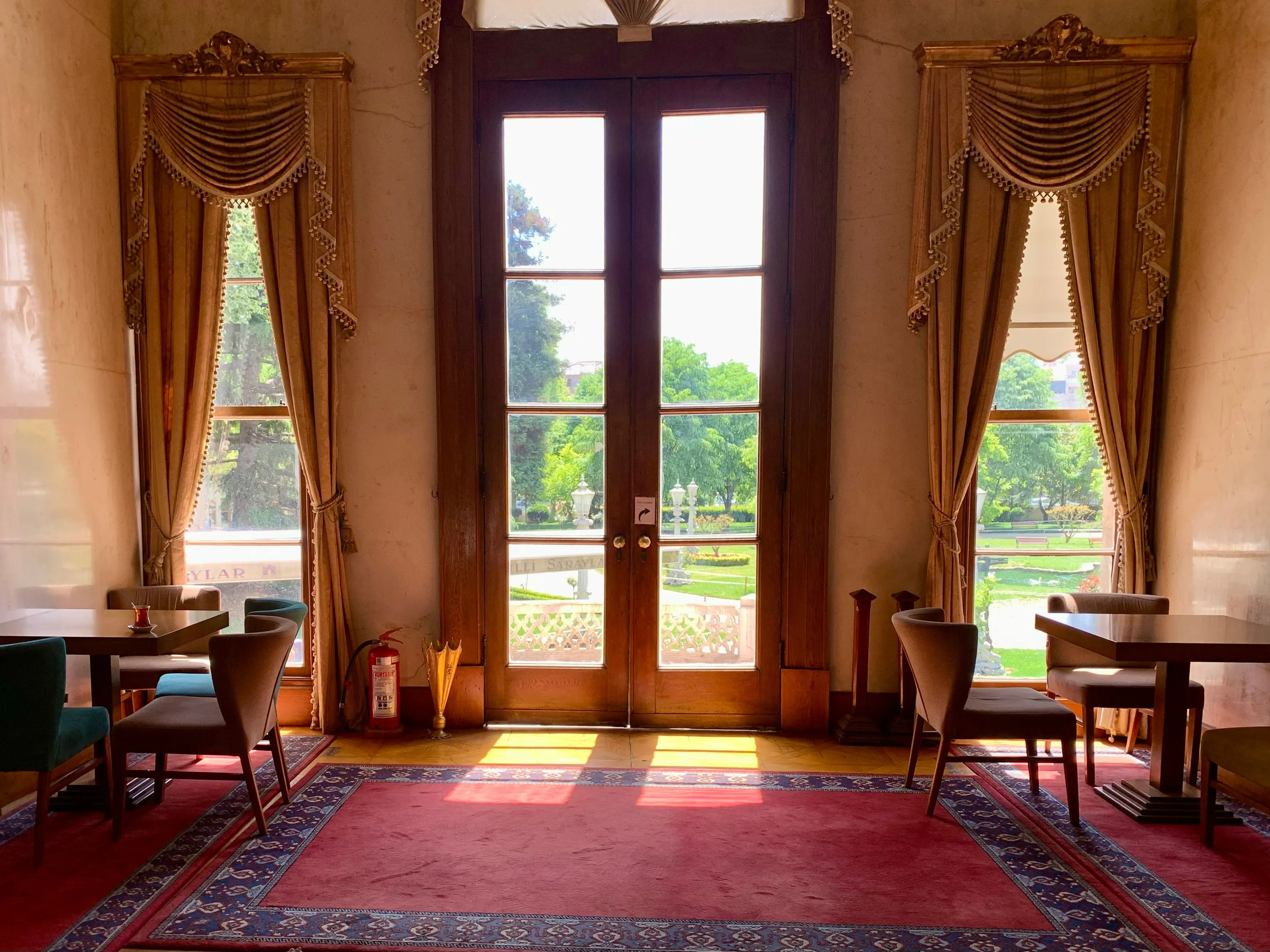Ornate window in Dolmabahce ceremonial hall