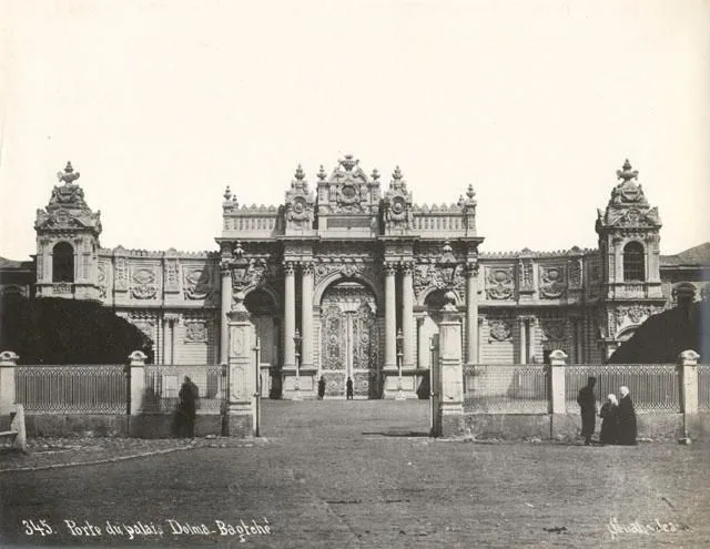 Sultan's Gate of Dolmabahce Palace in the early 1900s