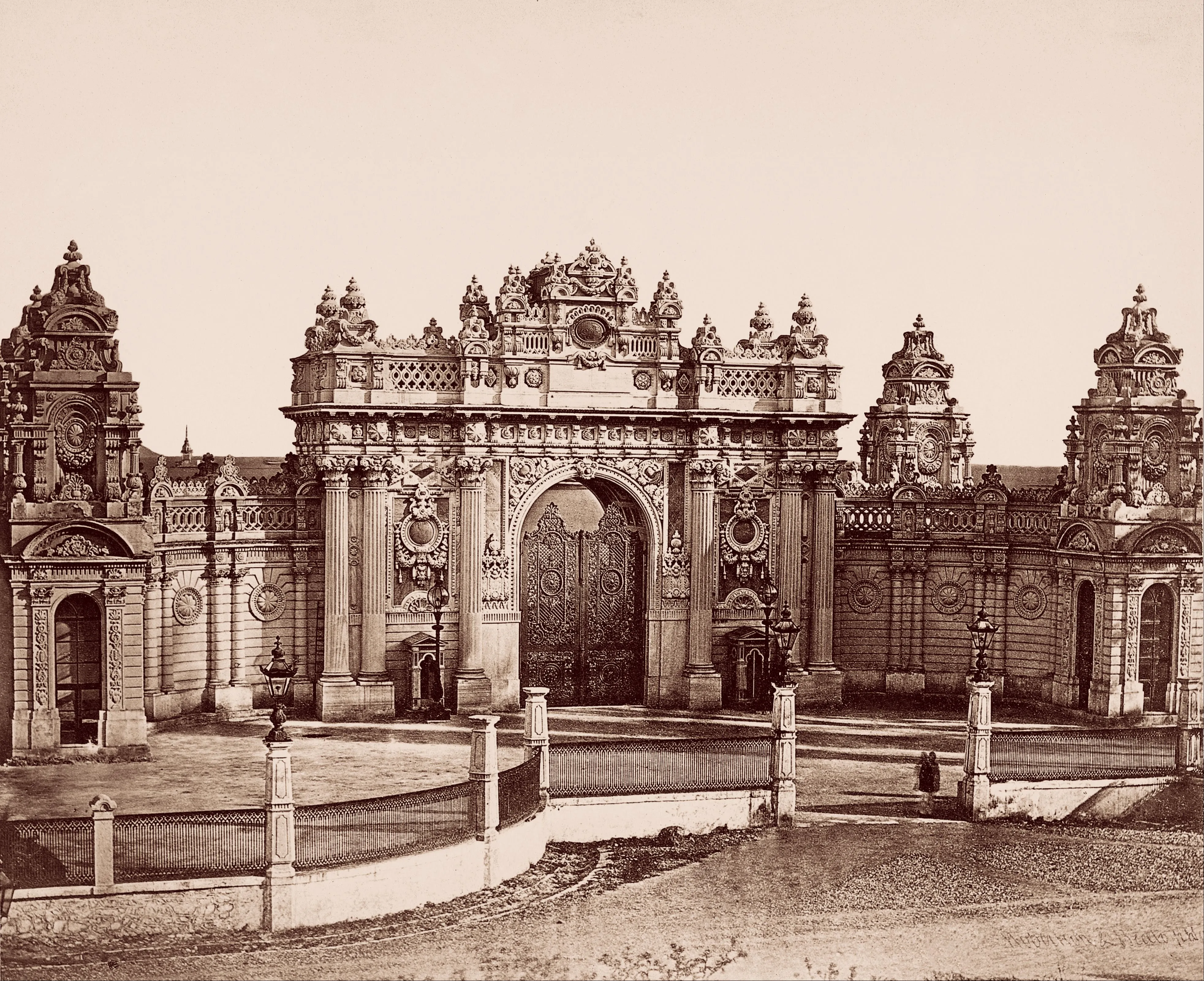 Historic photograph of Dolmabahce Sultan's Gate