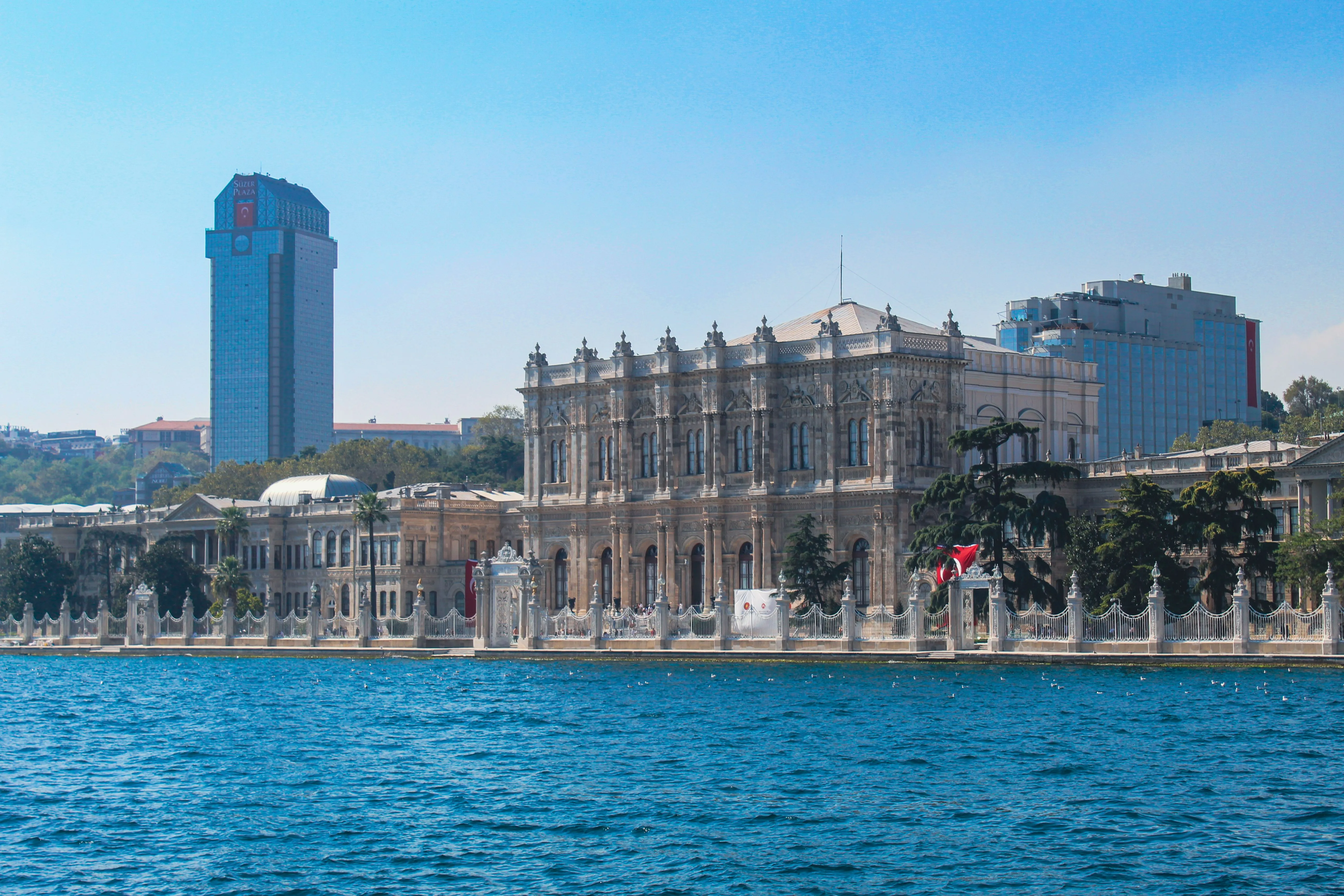 Dolmabahce Palace facade viewed from the Bosphorus