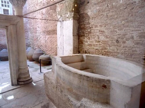 Baptismal font rim and basin