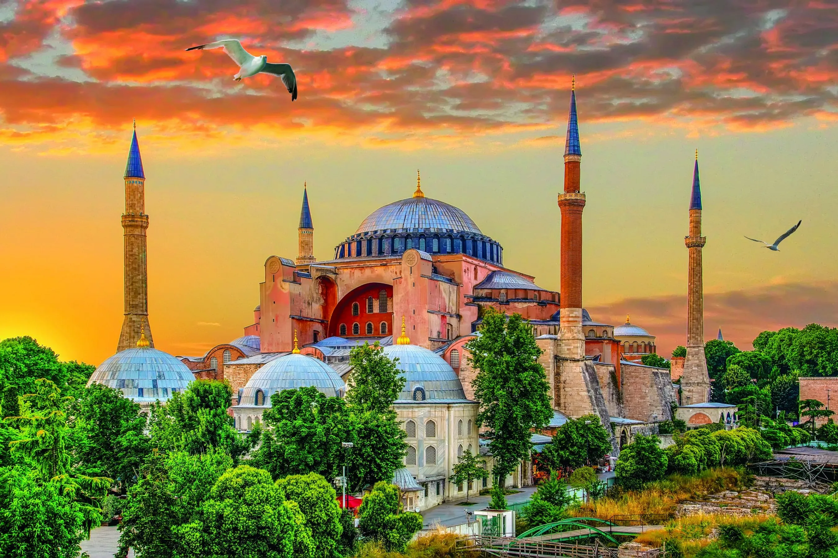 Sunset Views Around Hagia Sophia: Exterior Angles and Square Atmosphere