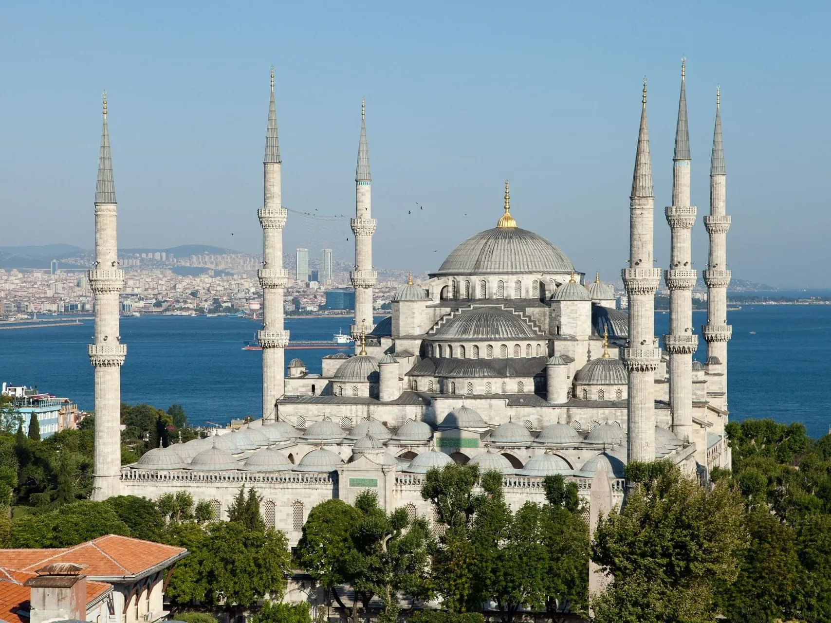 View of the Blue Mosque with the Bosphorus behind