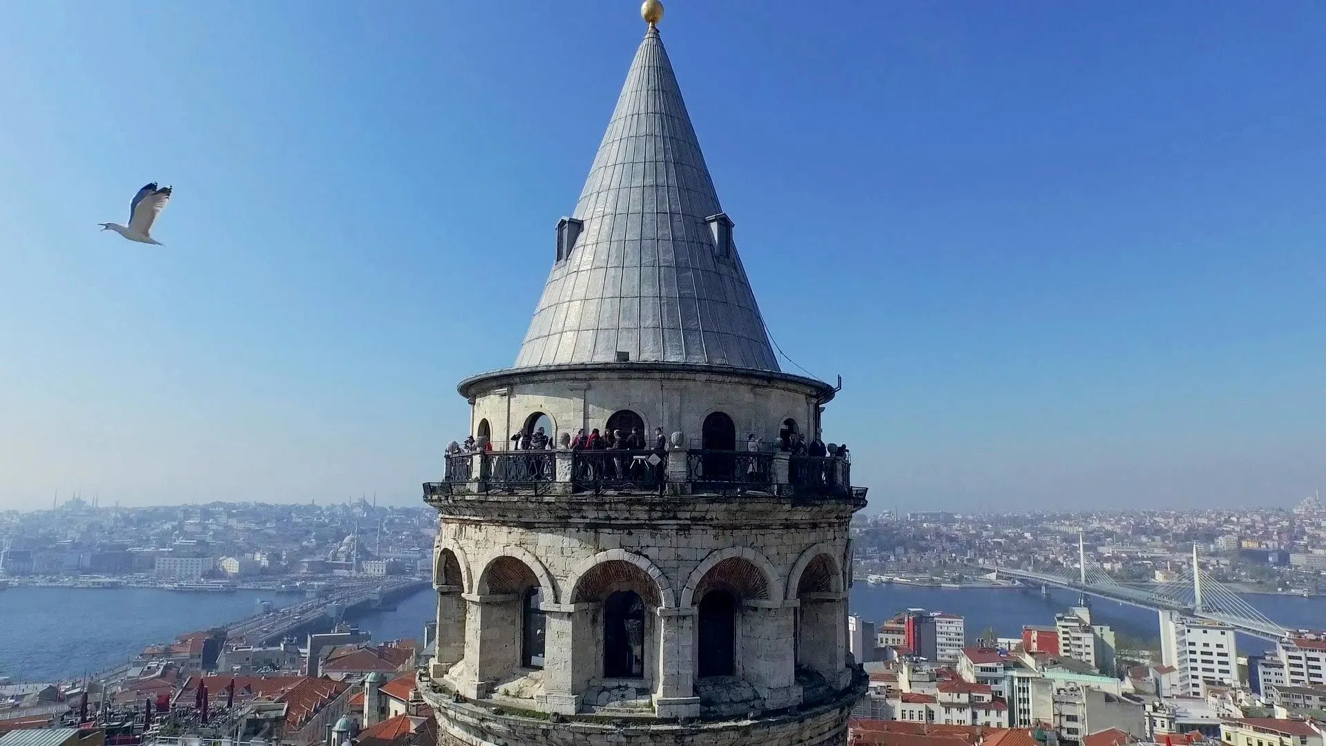 View from the terrace of Galata Tower over Istanbul and the Bosphorus
