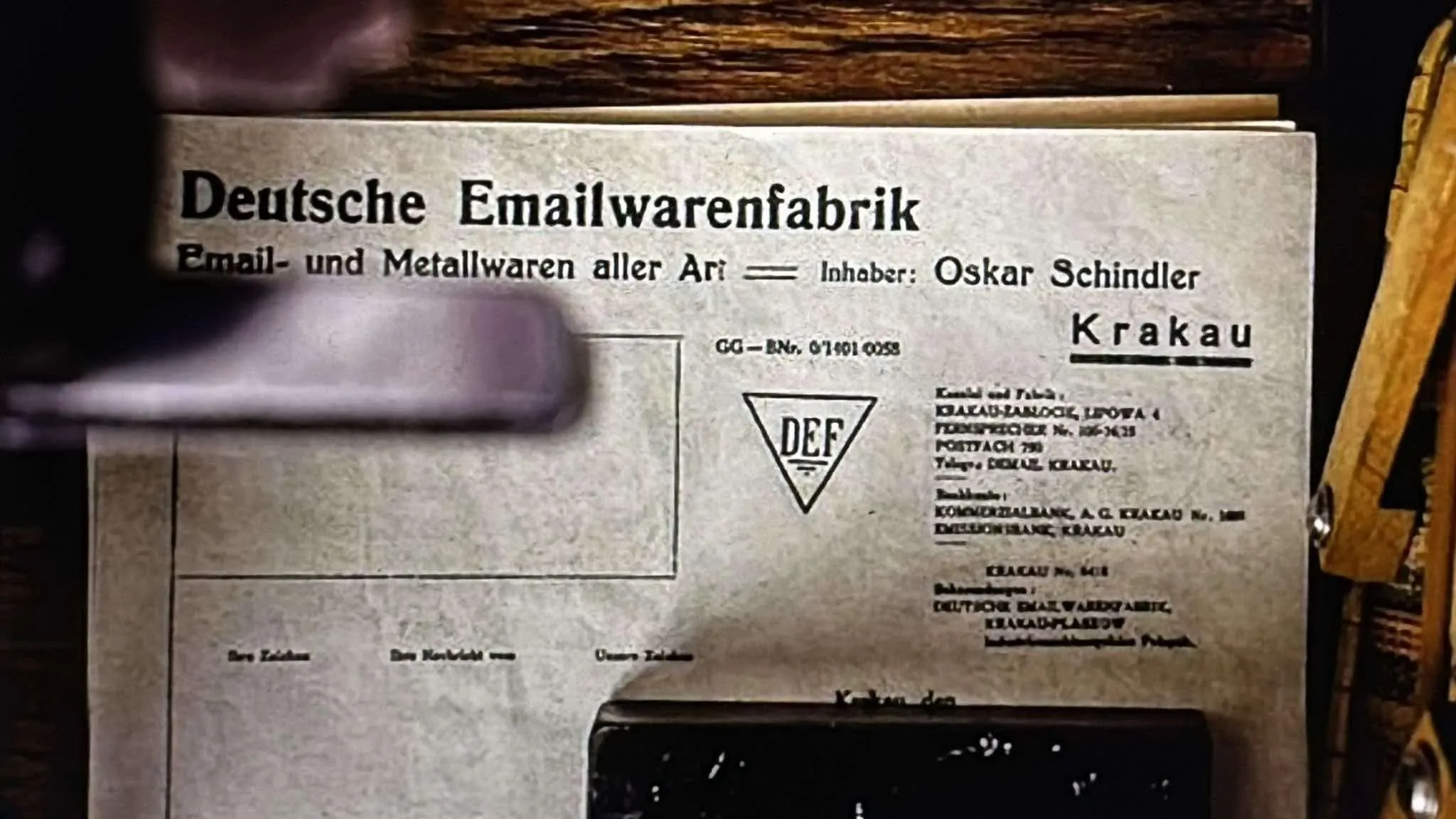 Historical documents exhibited at Schindler Factory Museum
