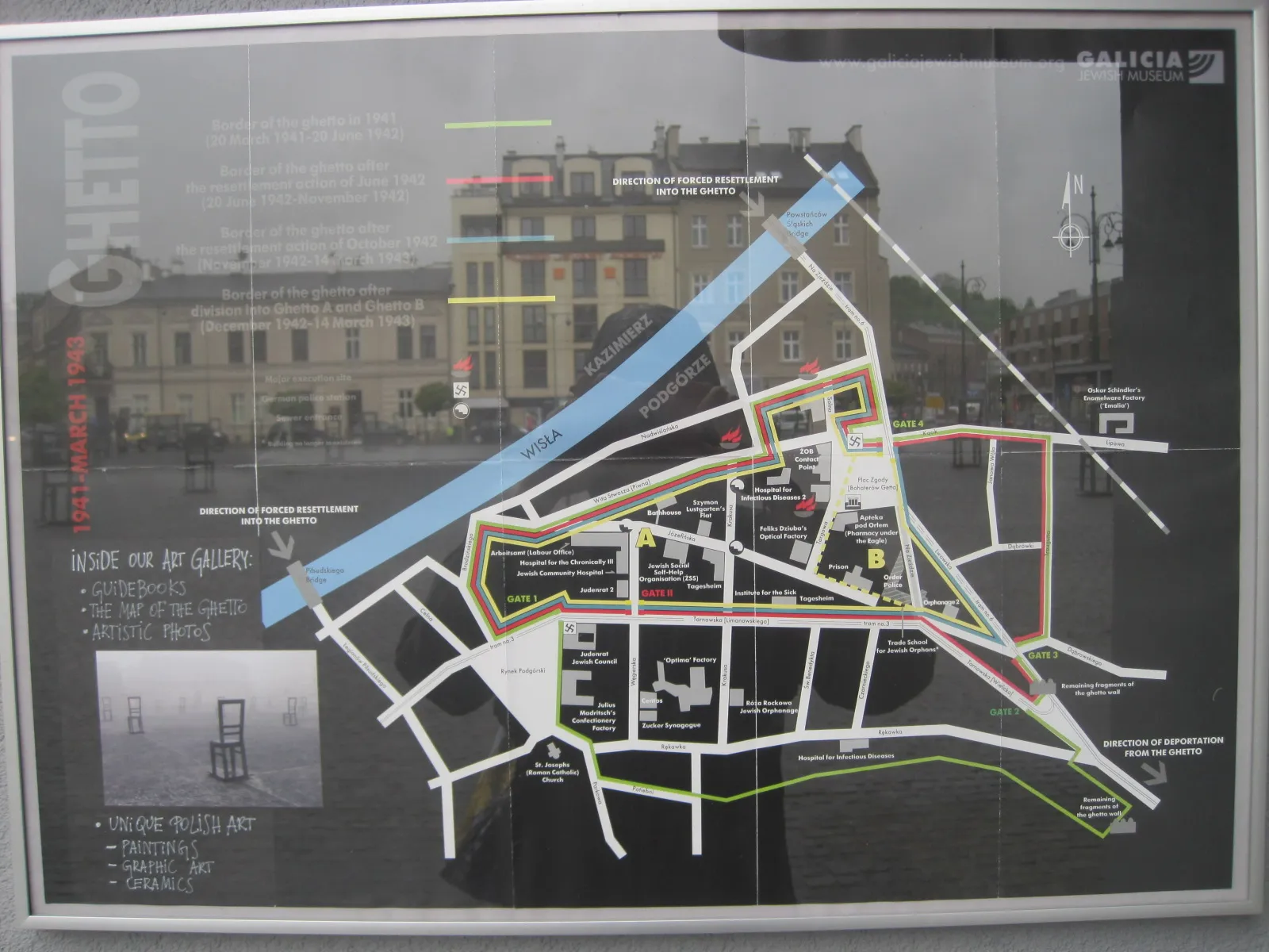 Map and route planning material for Schindler Factory Museum