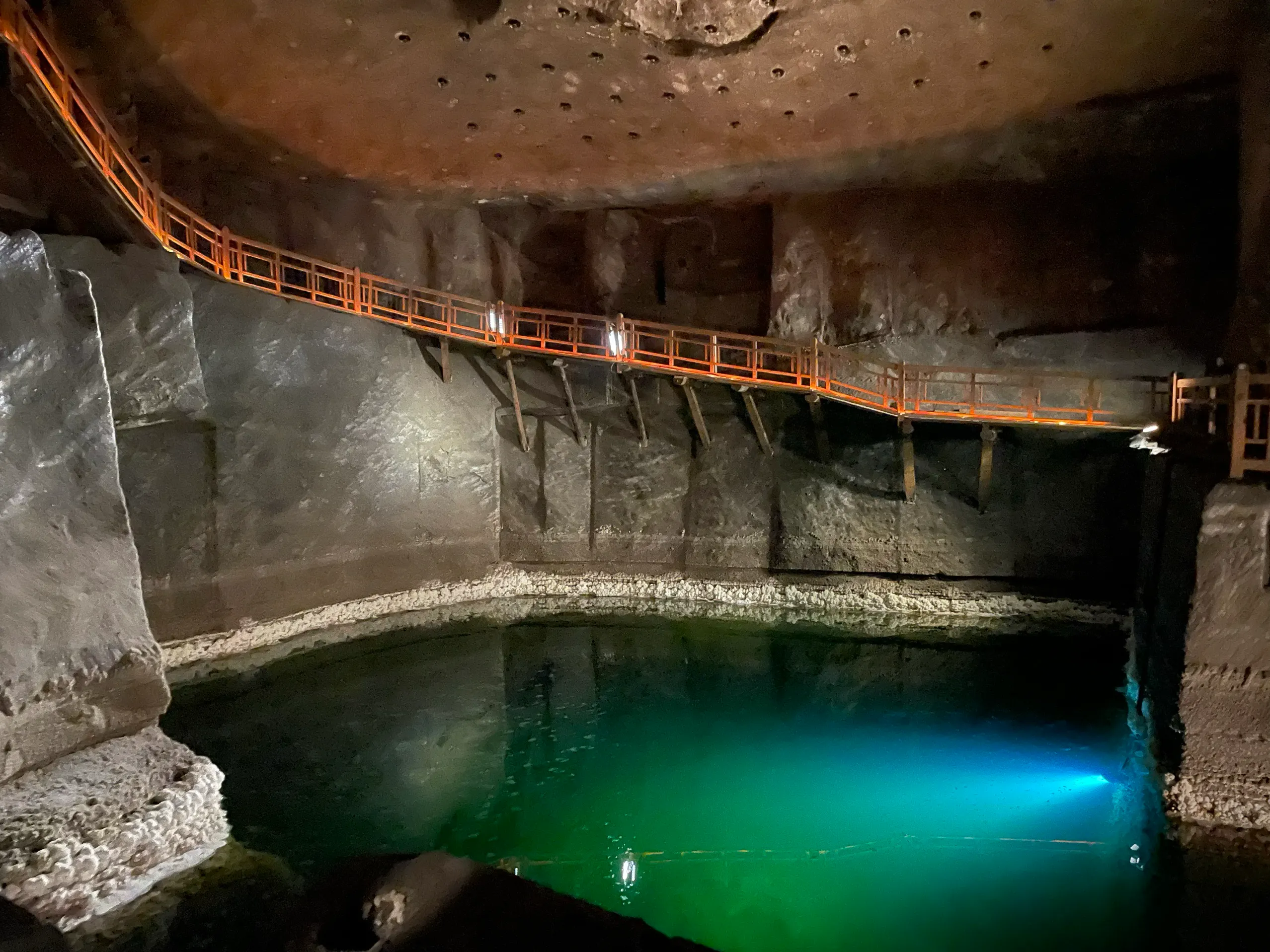 Underground saline lake in Wieliczka Salt Mine
