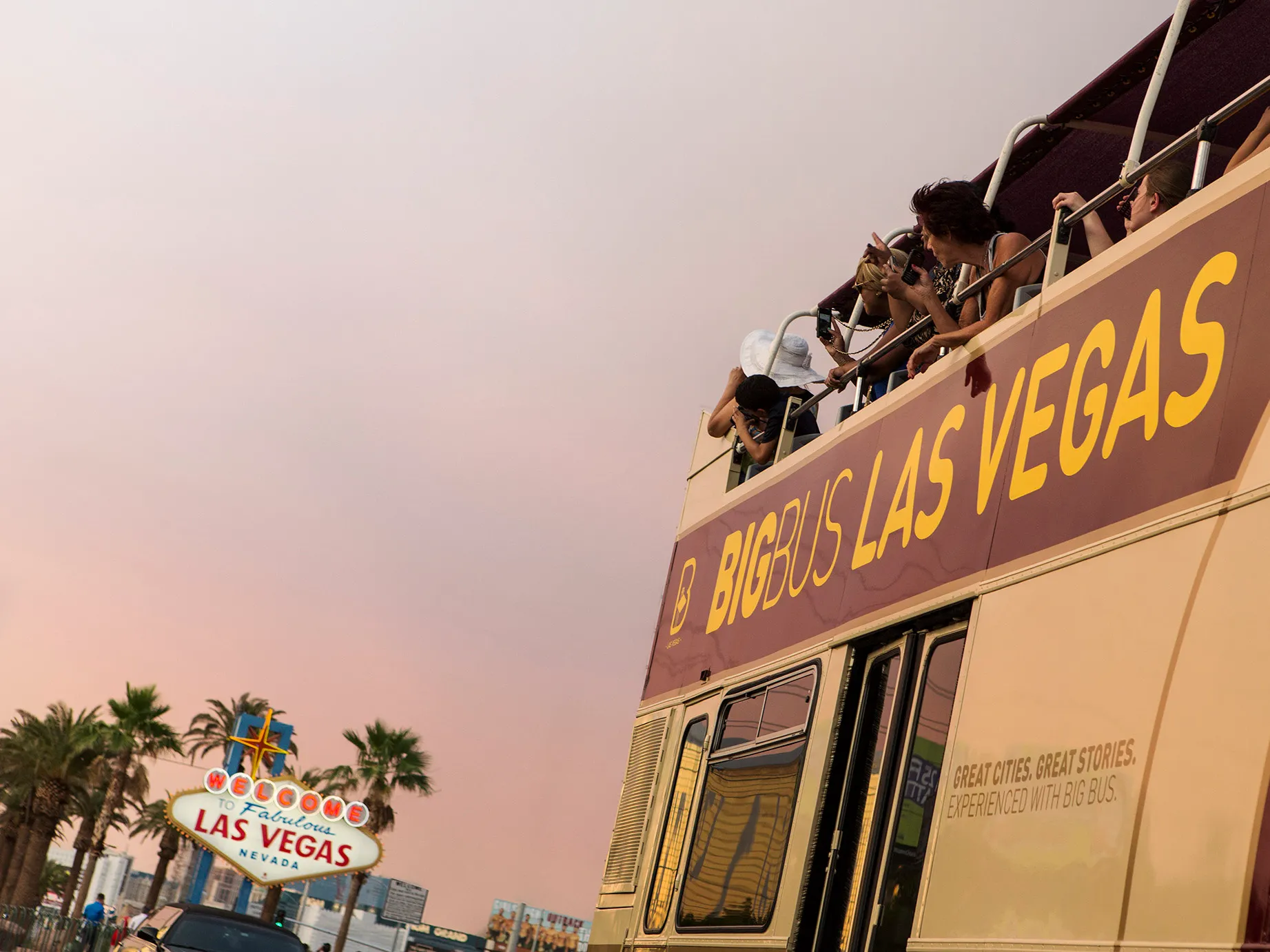 Tourists on the open-top Big Bus