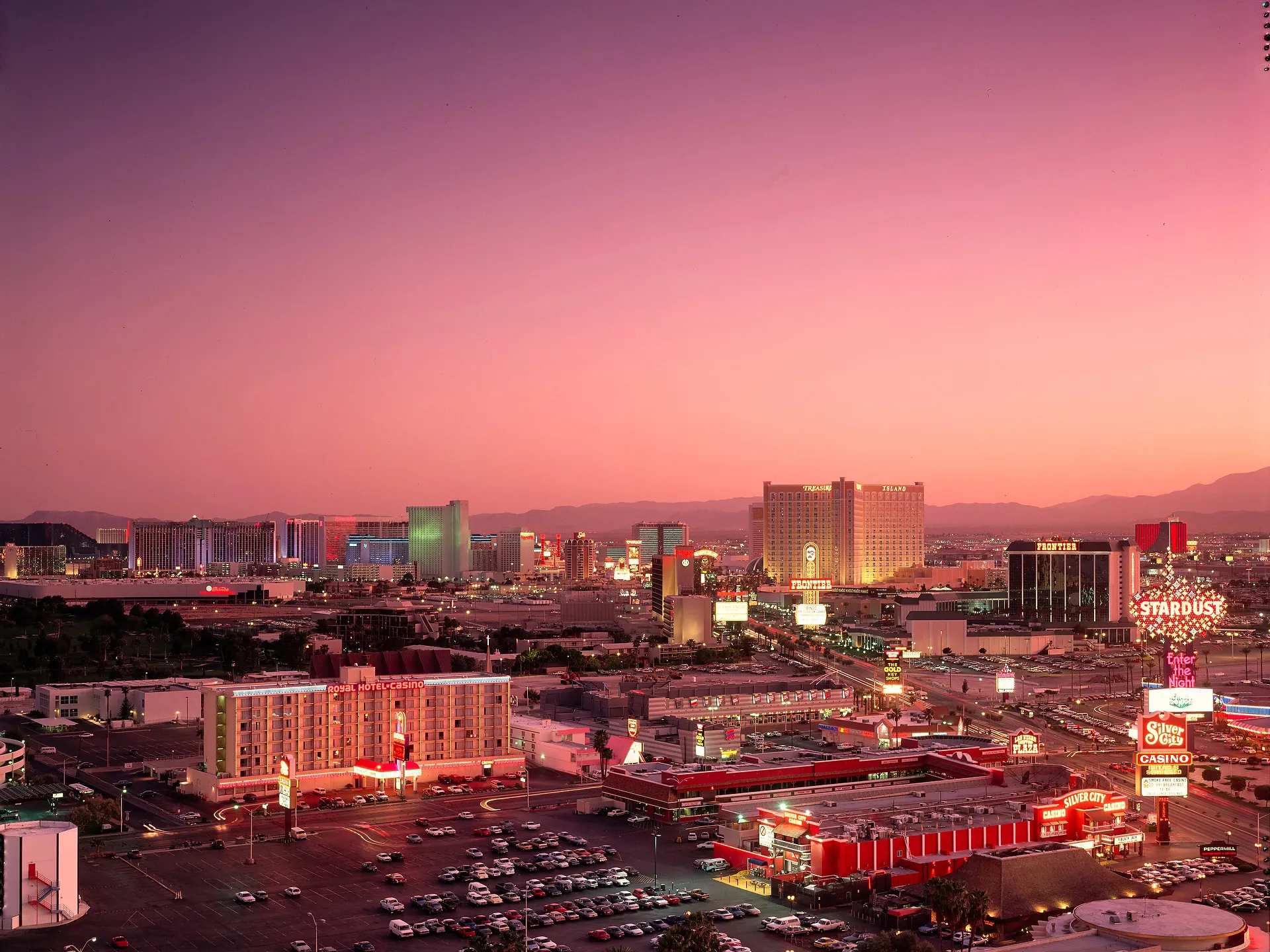 Las Vegas Strip aerial, 1955