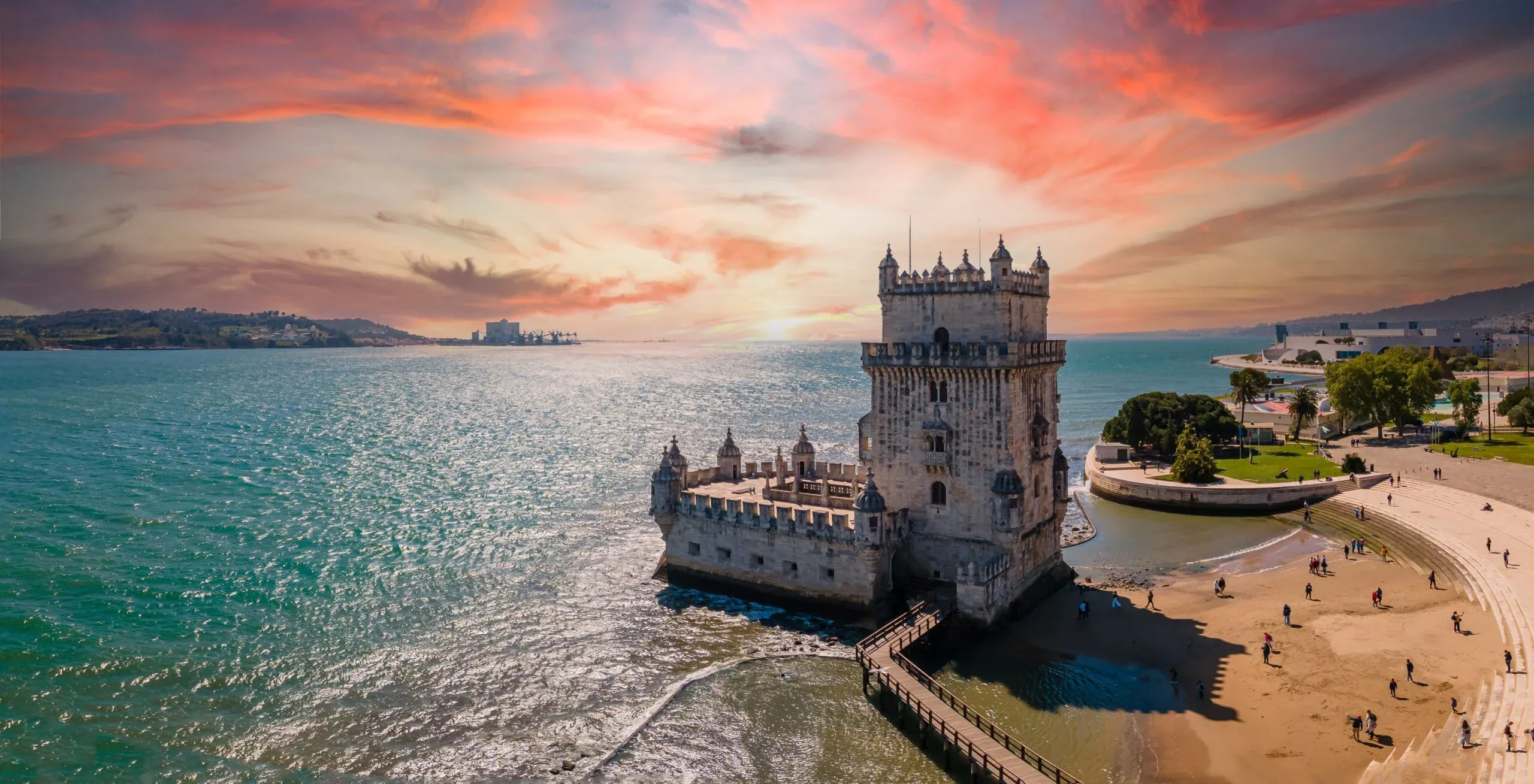 Aerial view of Belem district and waterfront