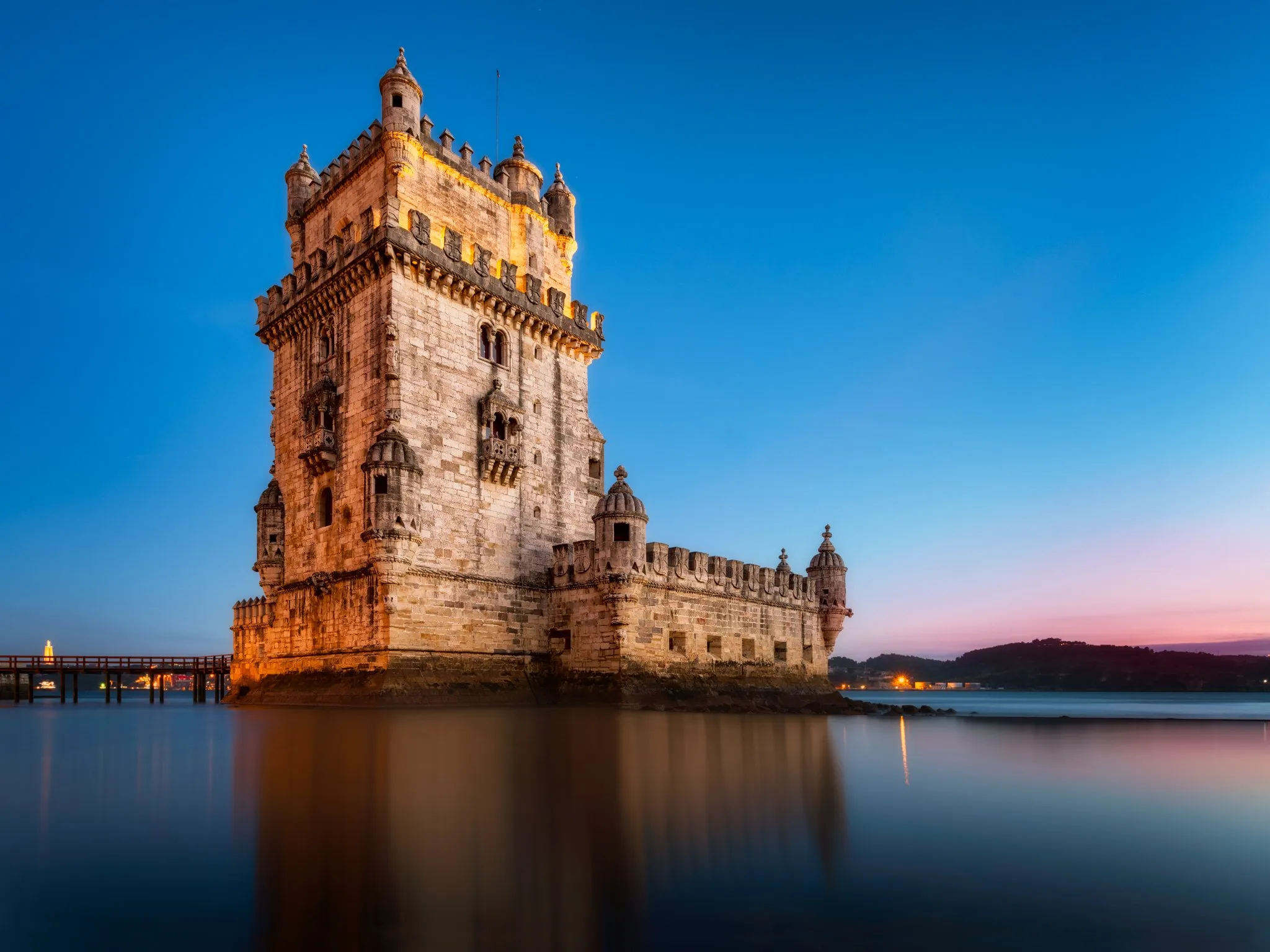 Belem Tower at dusk