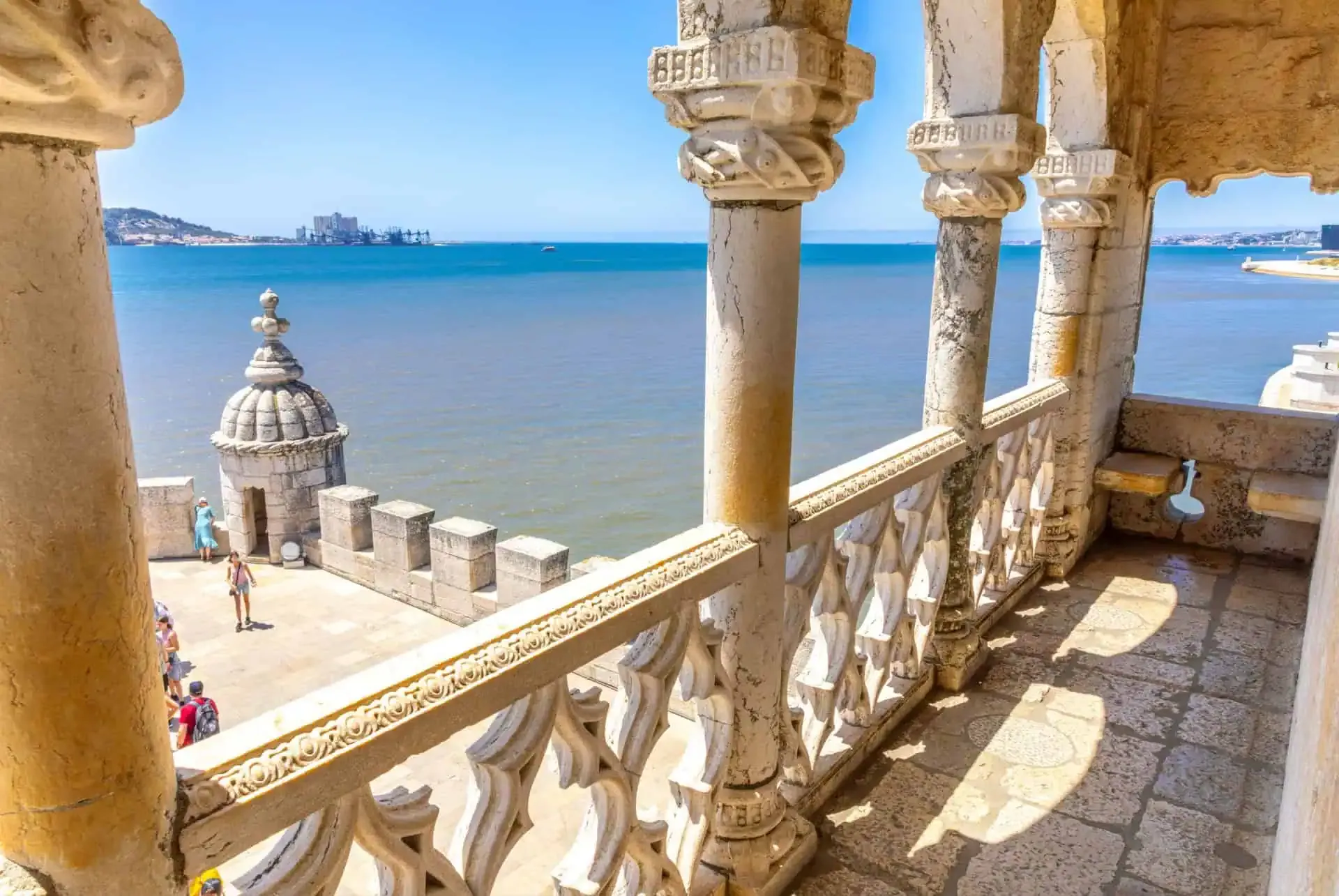 View from Belem Tower balcony over Lisbon