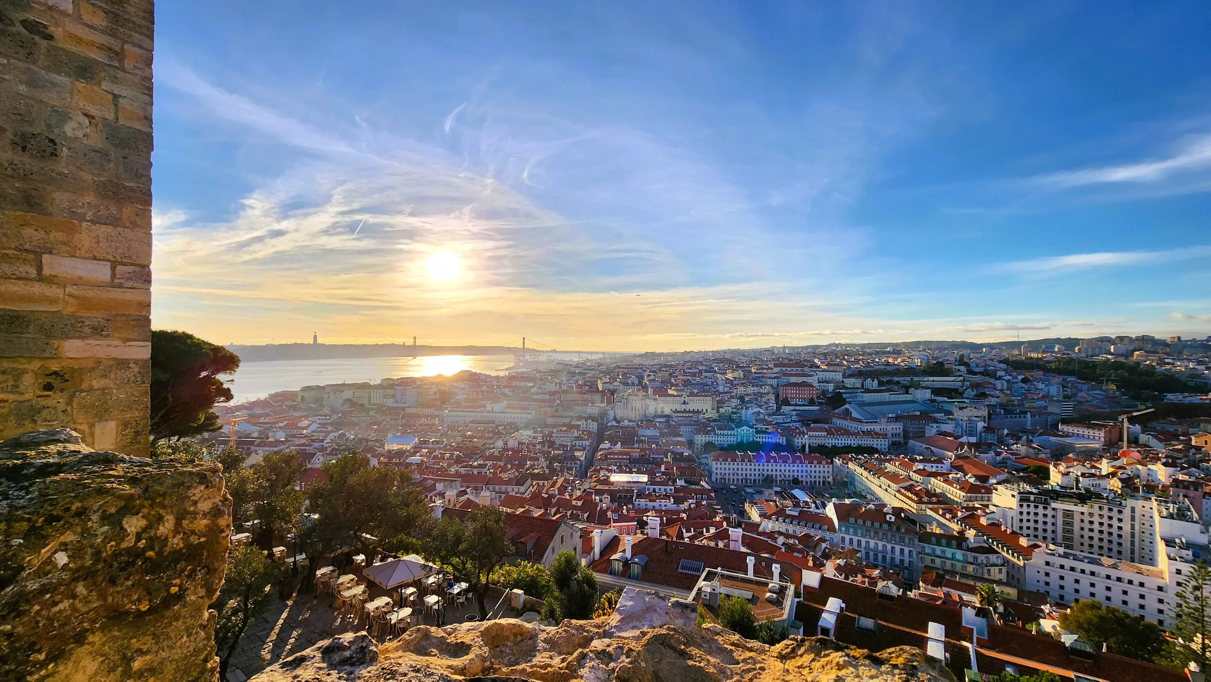 Panoramic view across Lisbon from the castle