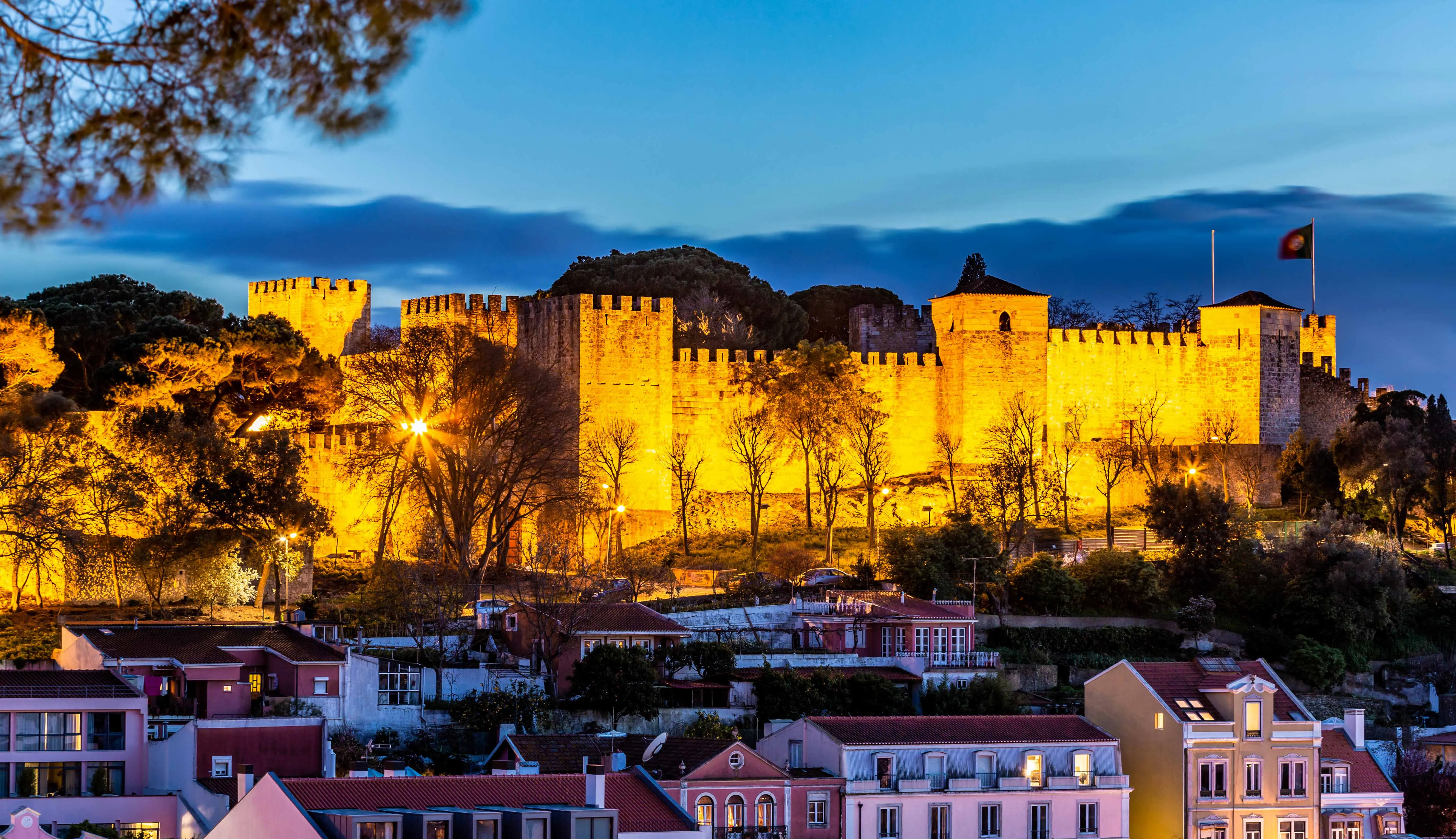 Lisbon illuminated at night from above