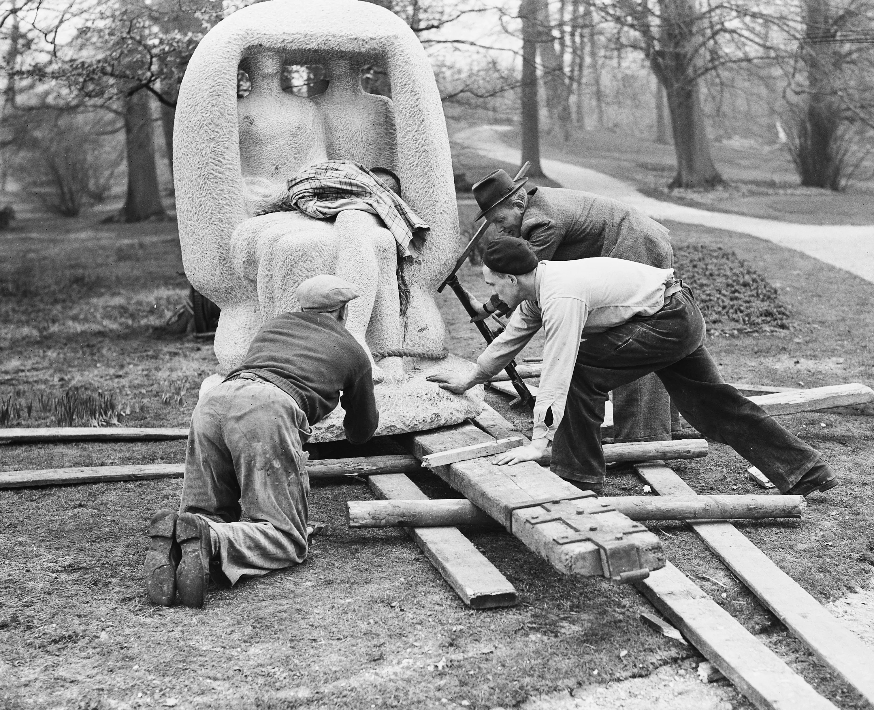 Workers preparing displays for Keukenhof’s first spring season