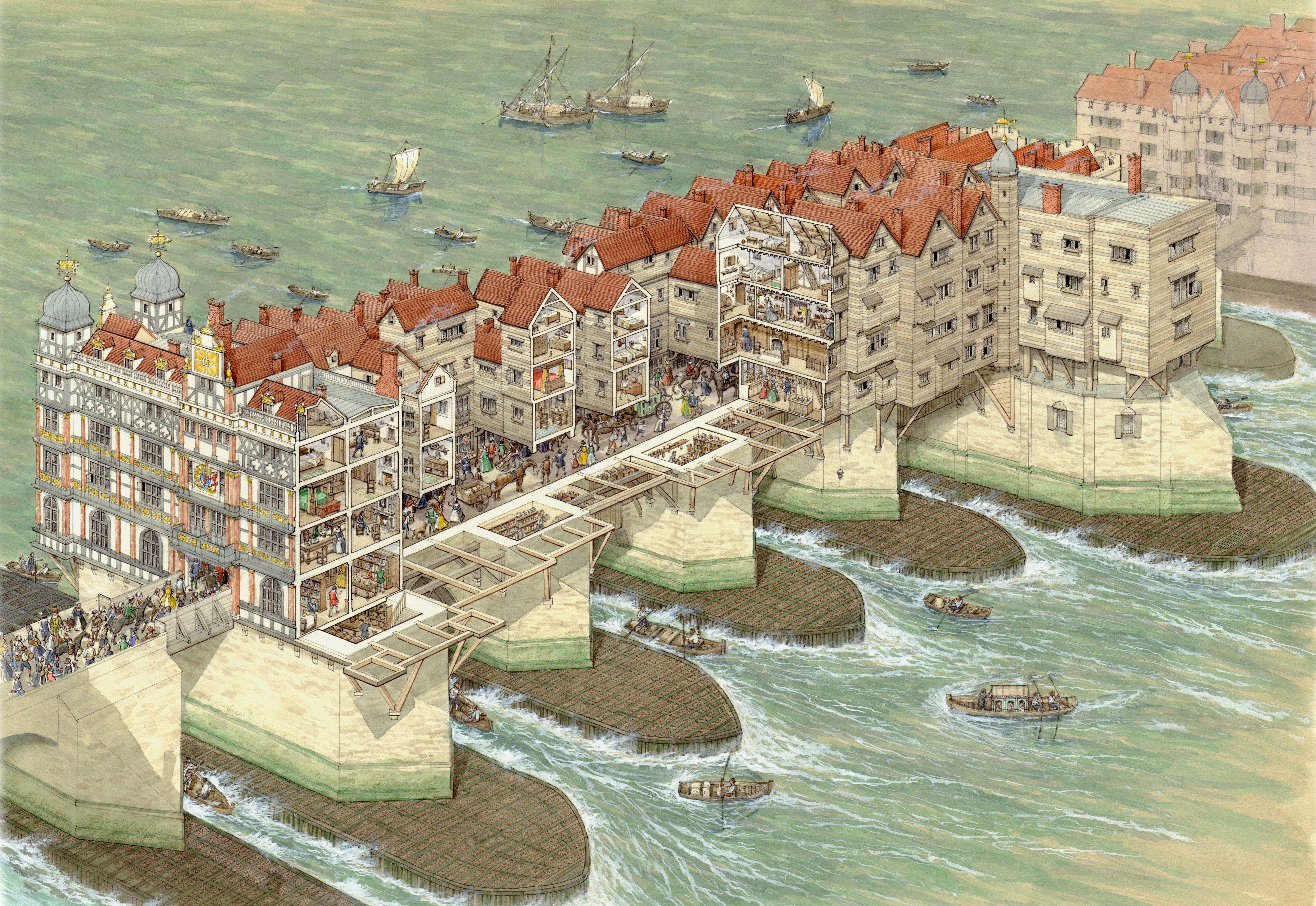 Old London Bridge circa 1600