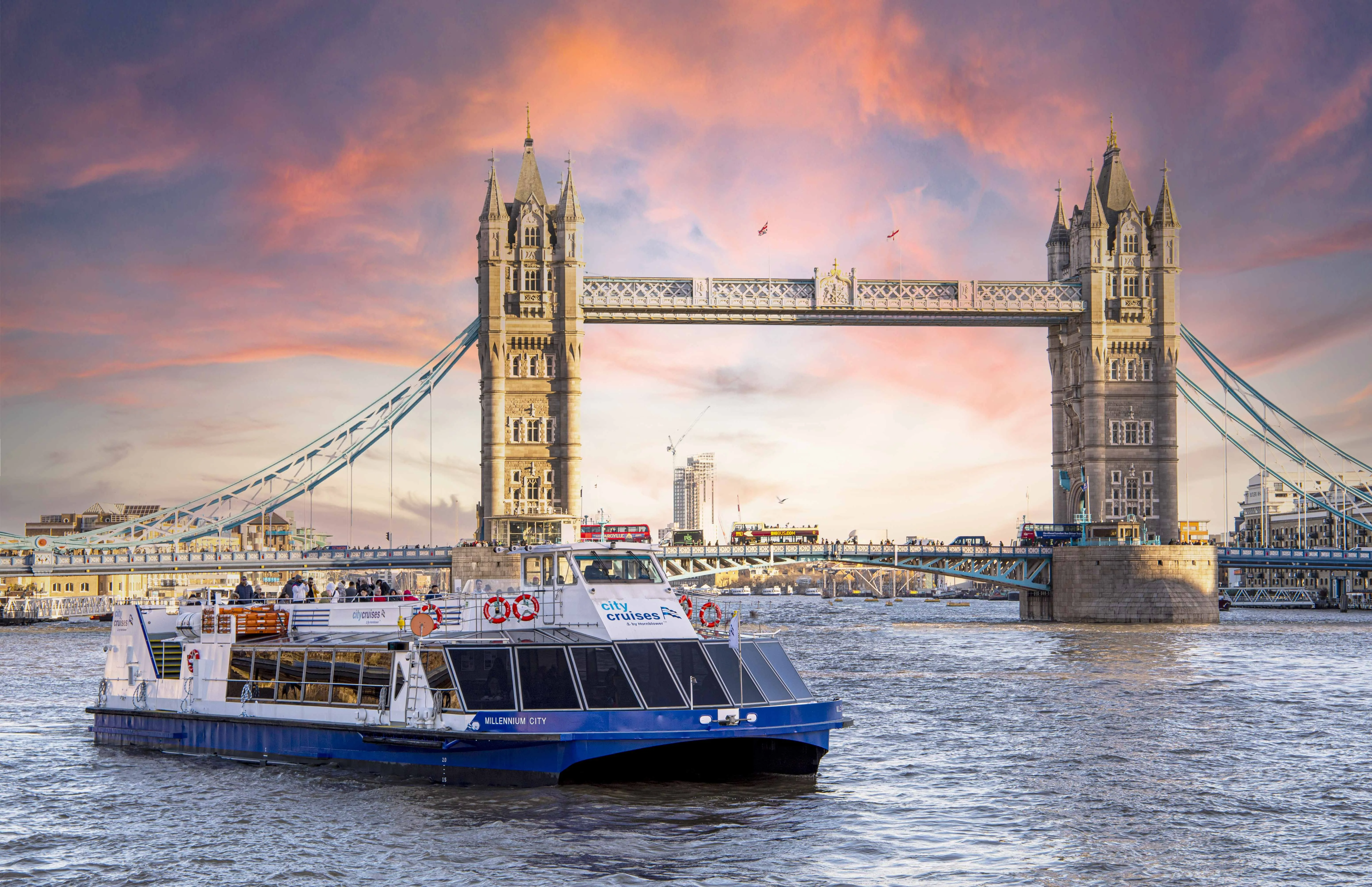 Tower Bridge cruise boat on the Thames